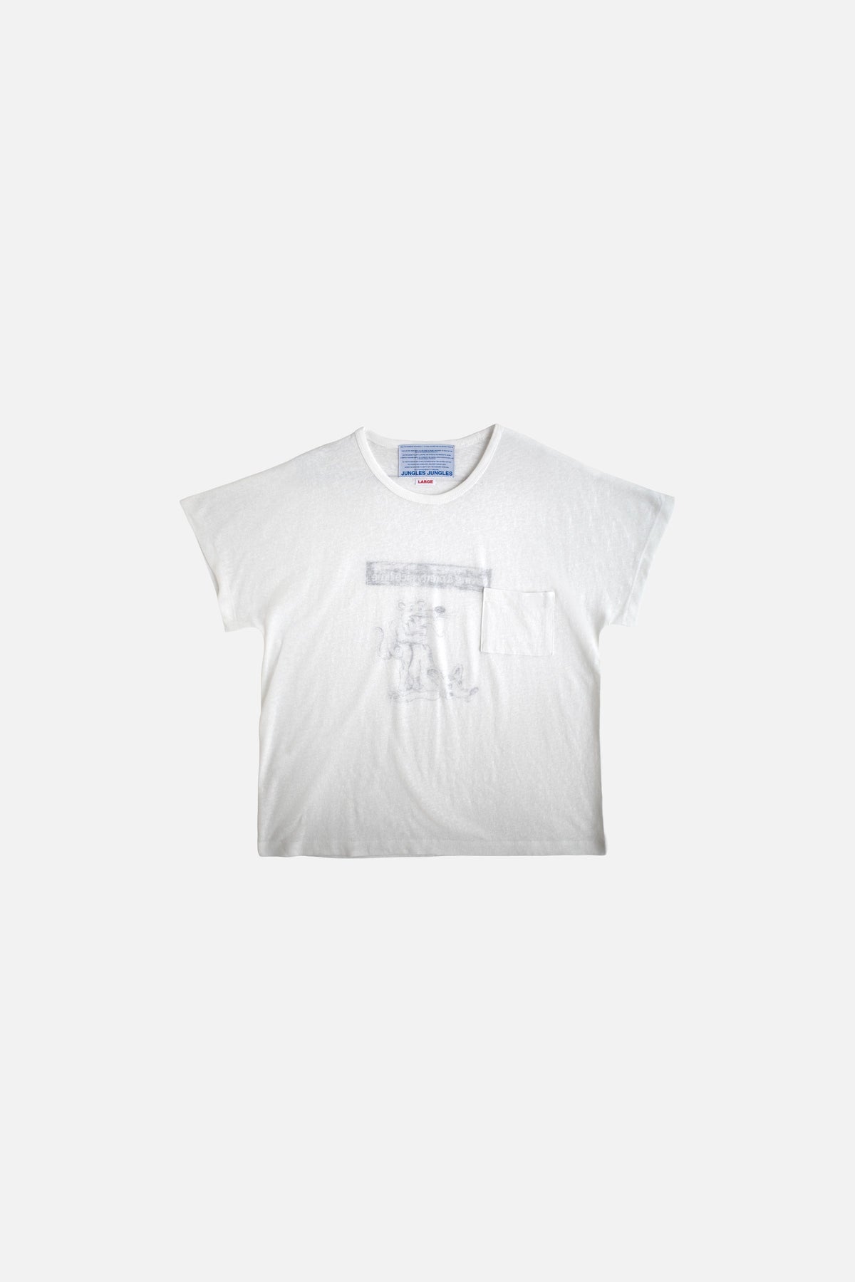 Jungles Jungles Pretty Nice Time Slouch Tee in white, front view with chest pocket