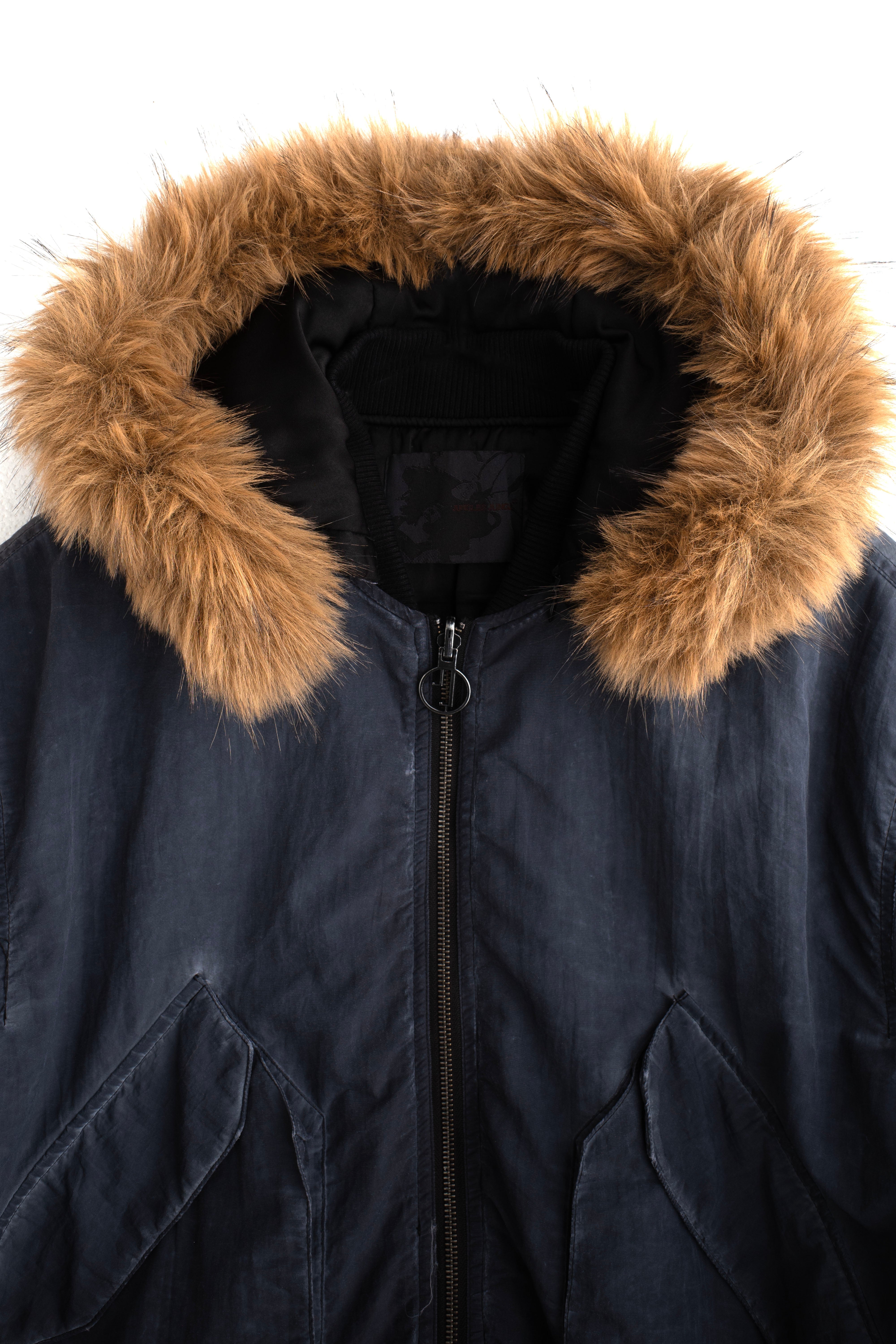 Jungles Jungles Fur Hood Bomber black worn on model