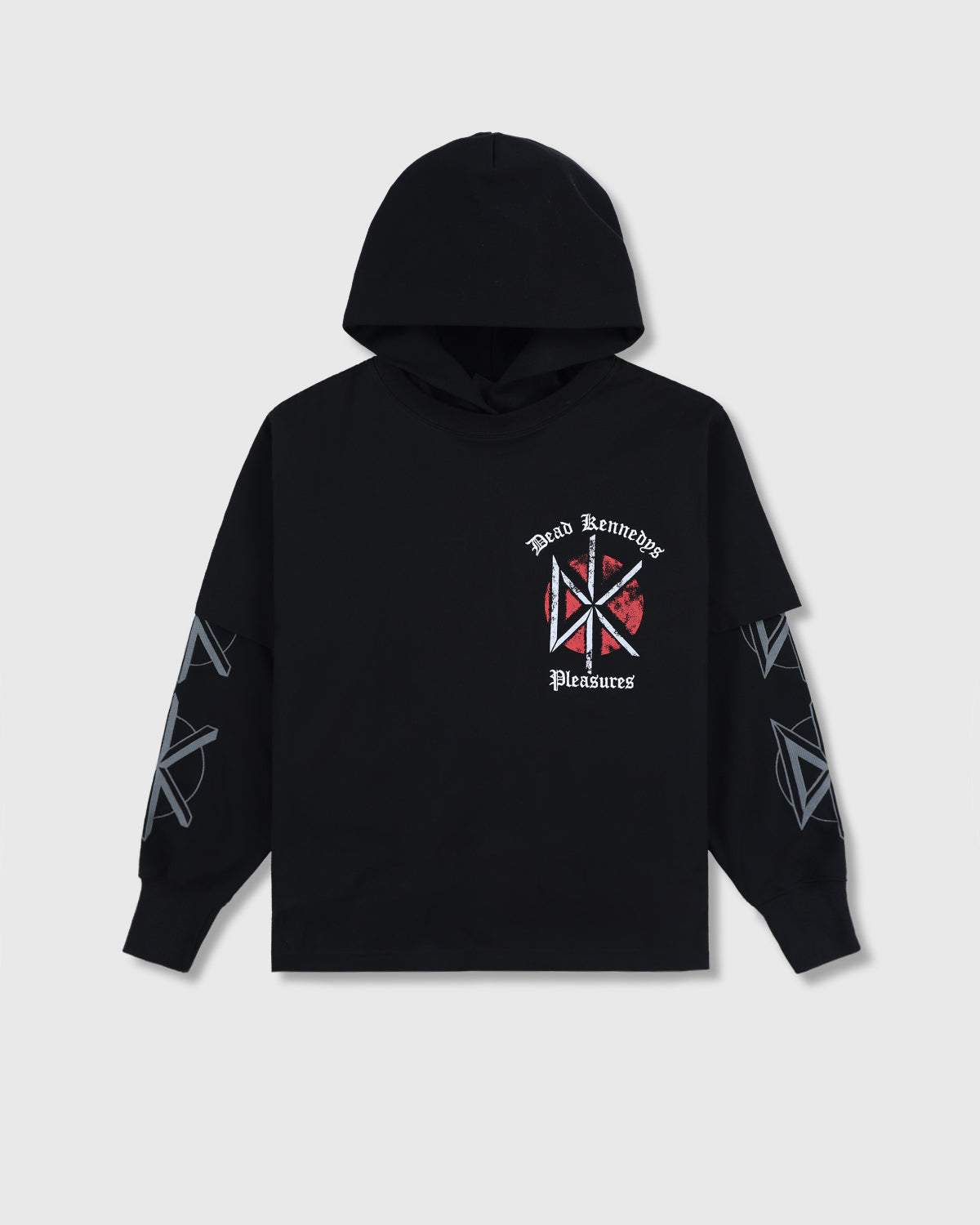 Pleasures Kennedys Layered Hoodie Black — black layered hoodie, Gallery Streetwear Canada