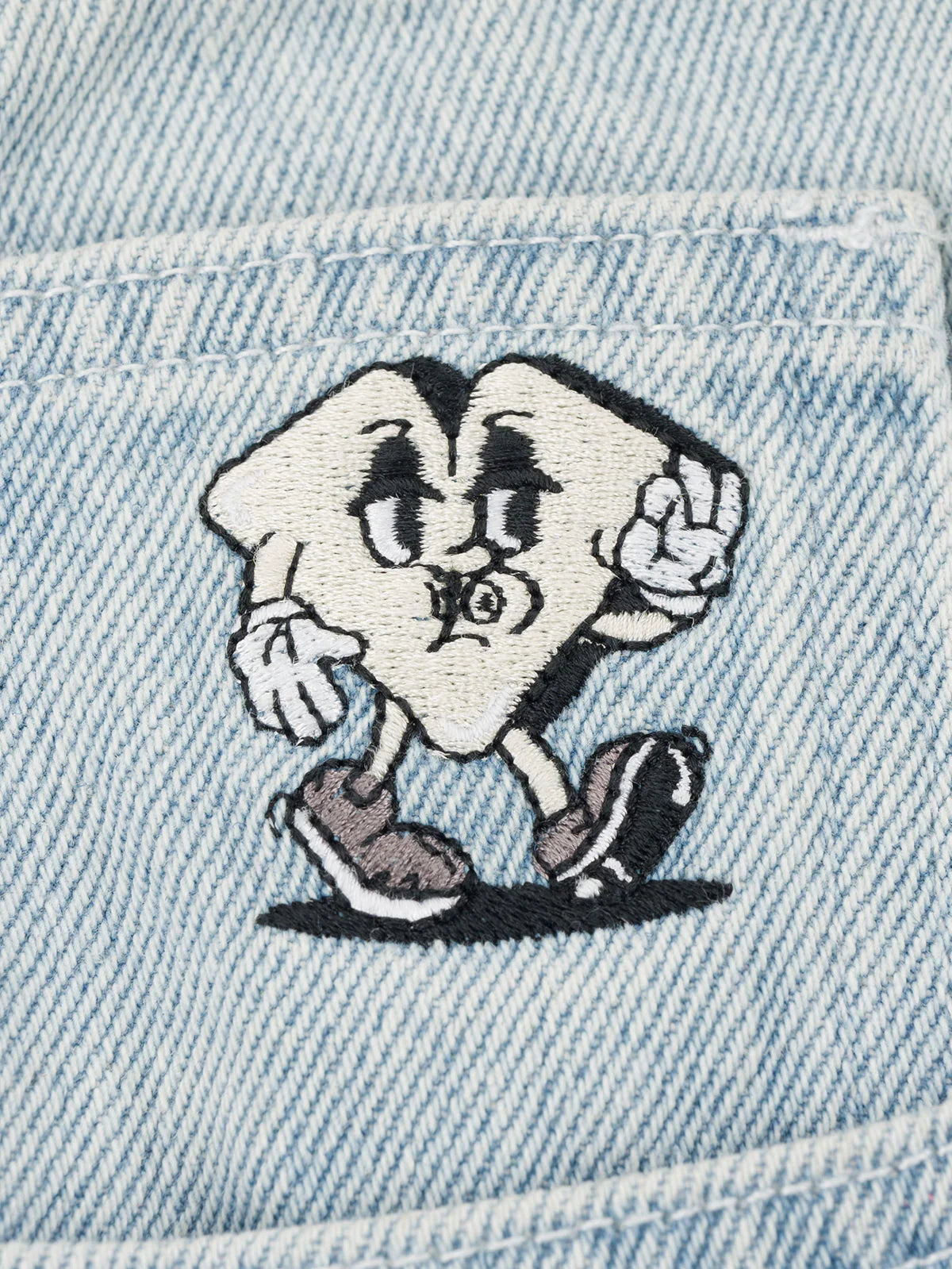 Loviah | Jhorts Denim Shorts White Blue Wash pocket logo