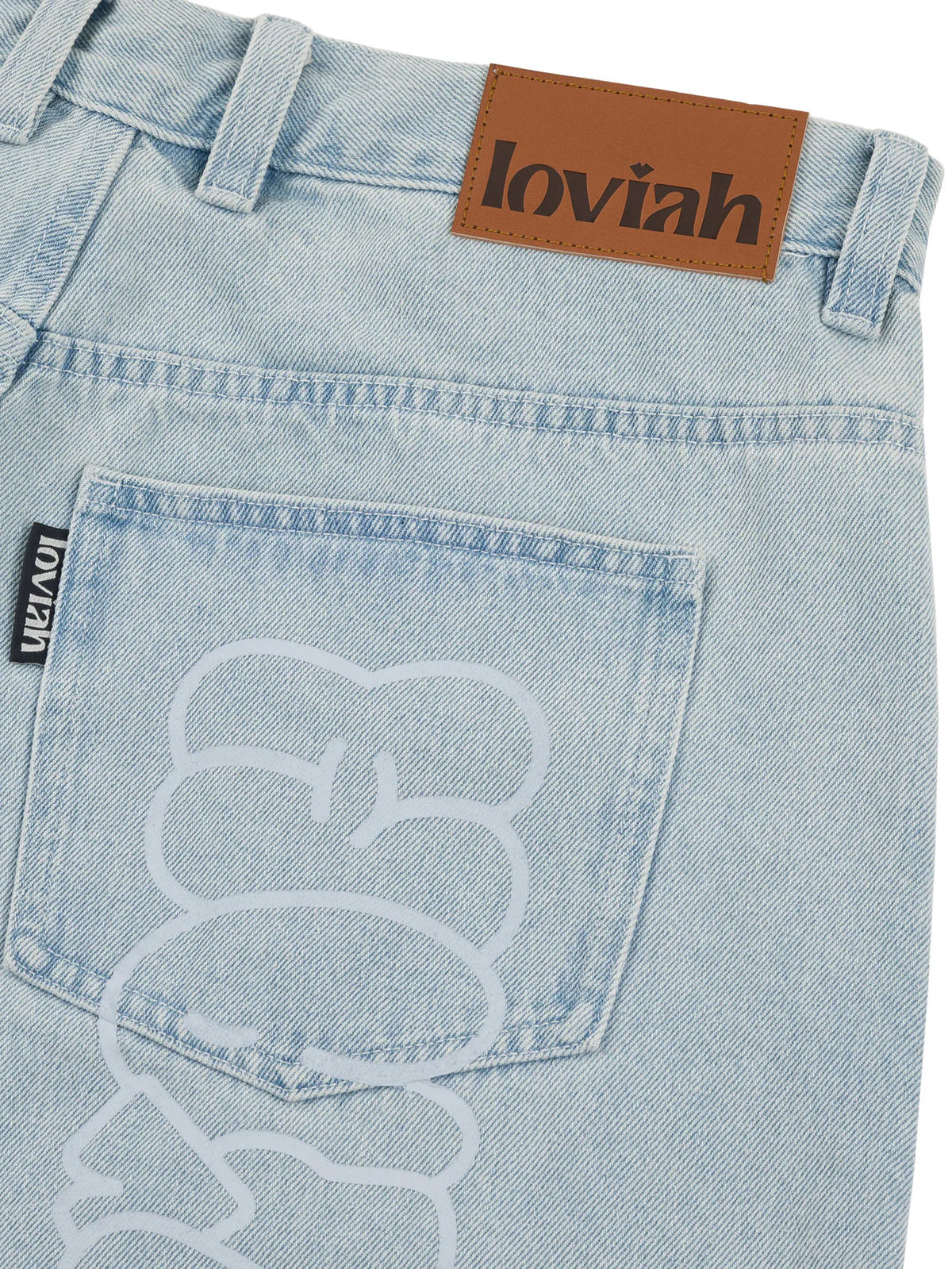 Loviah | Jhorts Denim Shorts White Blue Wash back pocket detail