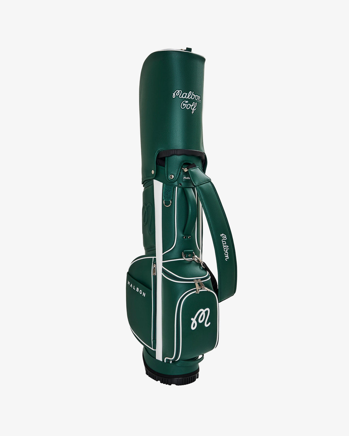 Malbon Golf Cart Bag in forest, front view