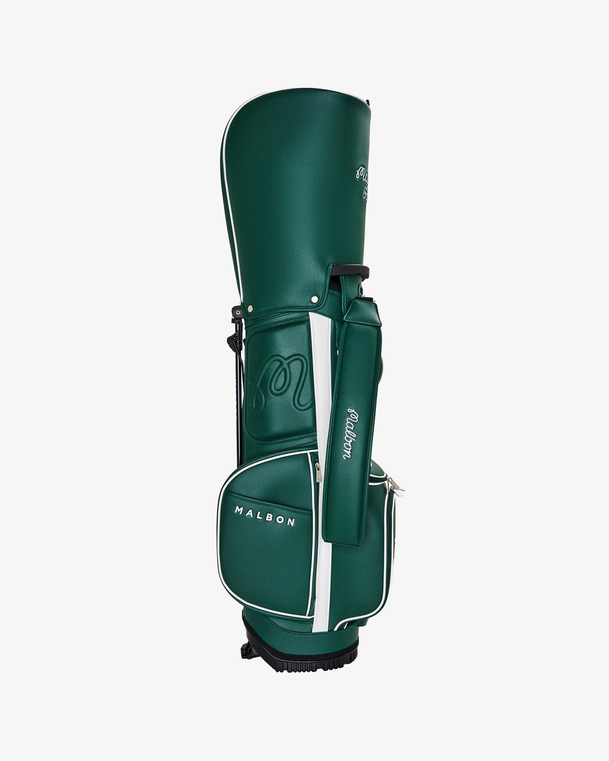 Malbon Golf Cart Bag forest, zippered pocket detail