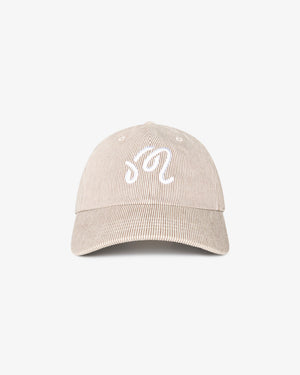 Malbon Golf Hickory Dad Hat in hickory brown stripe, front view — soft-crown golf cap, Gallery Streetwear Canada