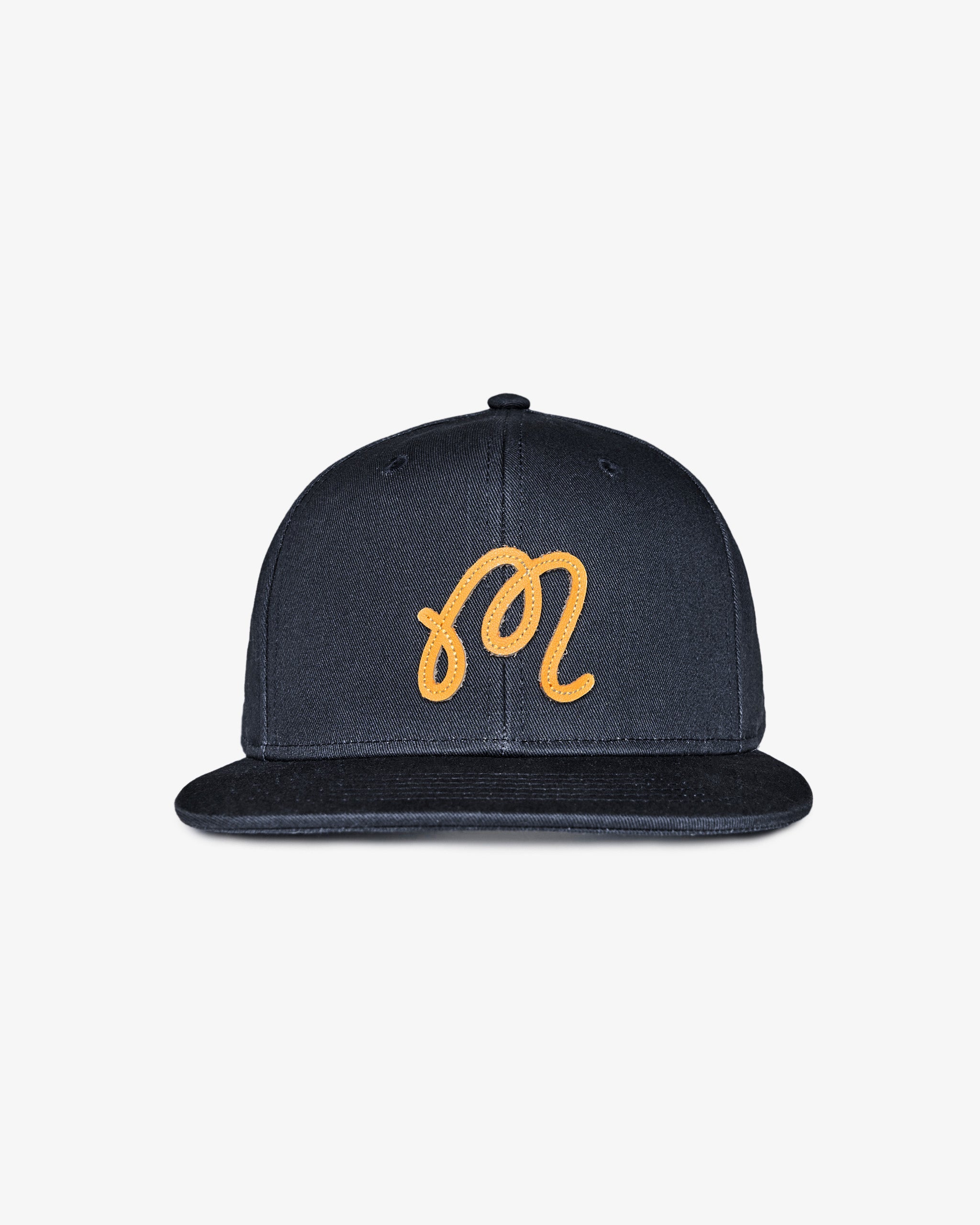 Malbon Golf M Script Snapback in blueberry, front view — embroidered M-script golf snapback, Gallery Streetwear Canada