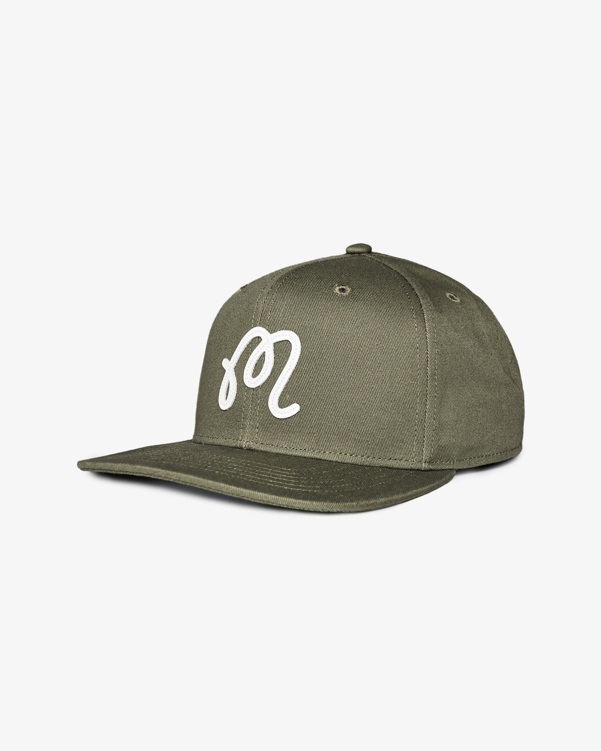 Malbon Golf M Script Snapback military green, side view — adjustable golf snapback, Gallery Streetwear Canada