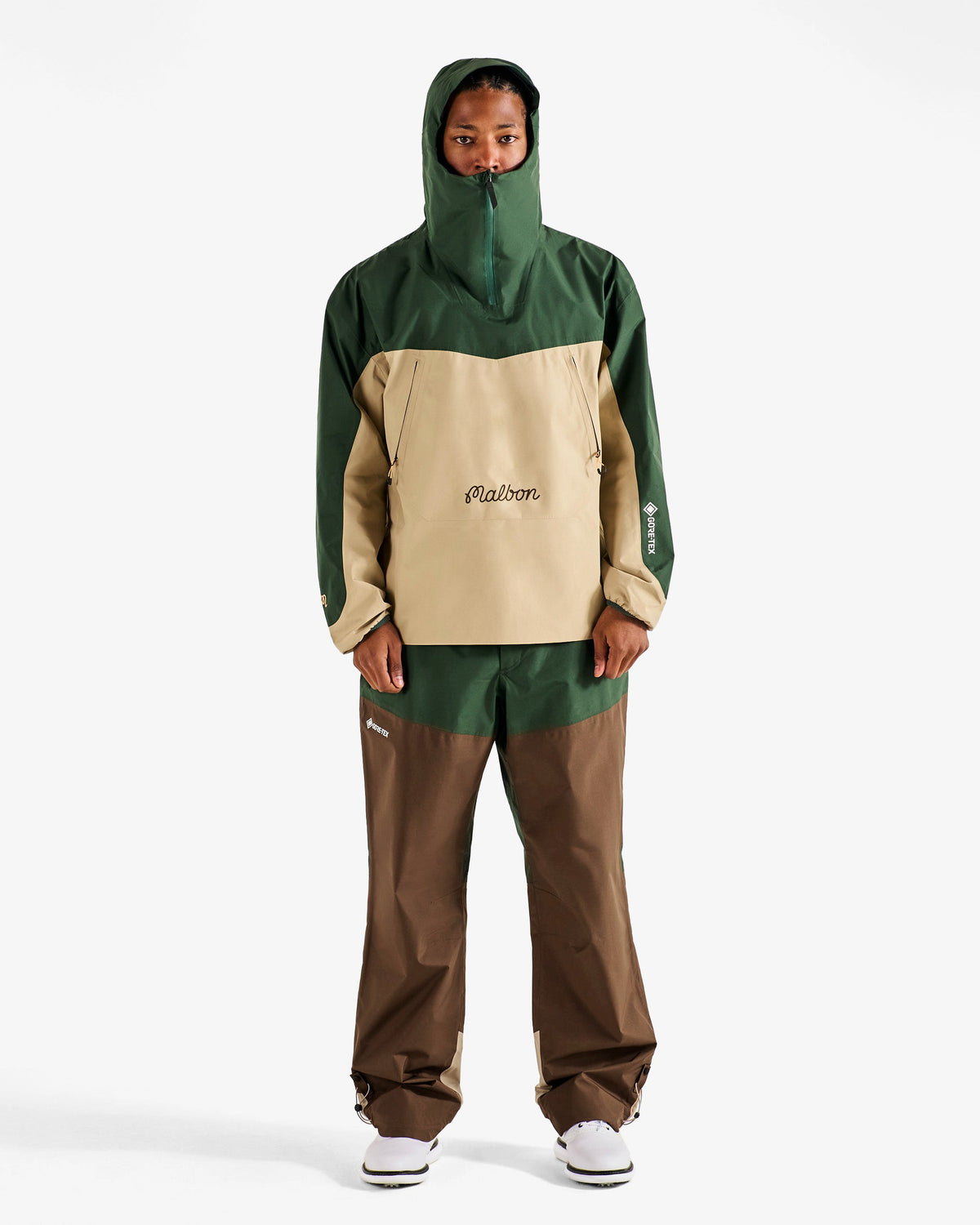Malbon Golf Dornoch GORE-TEX Terrain Anorak Moss / Khaki — worn by model