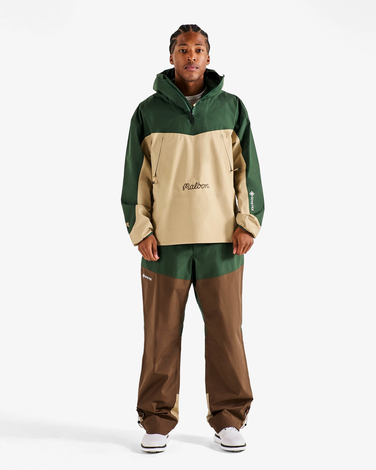 Malbon Golf Dornoch GORE-TEX Terrain Anorak Moss / Khaki — worn by model