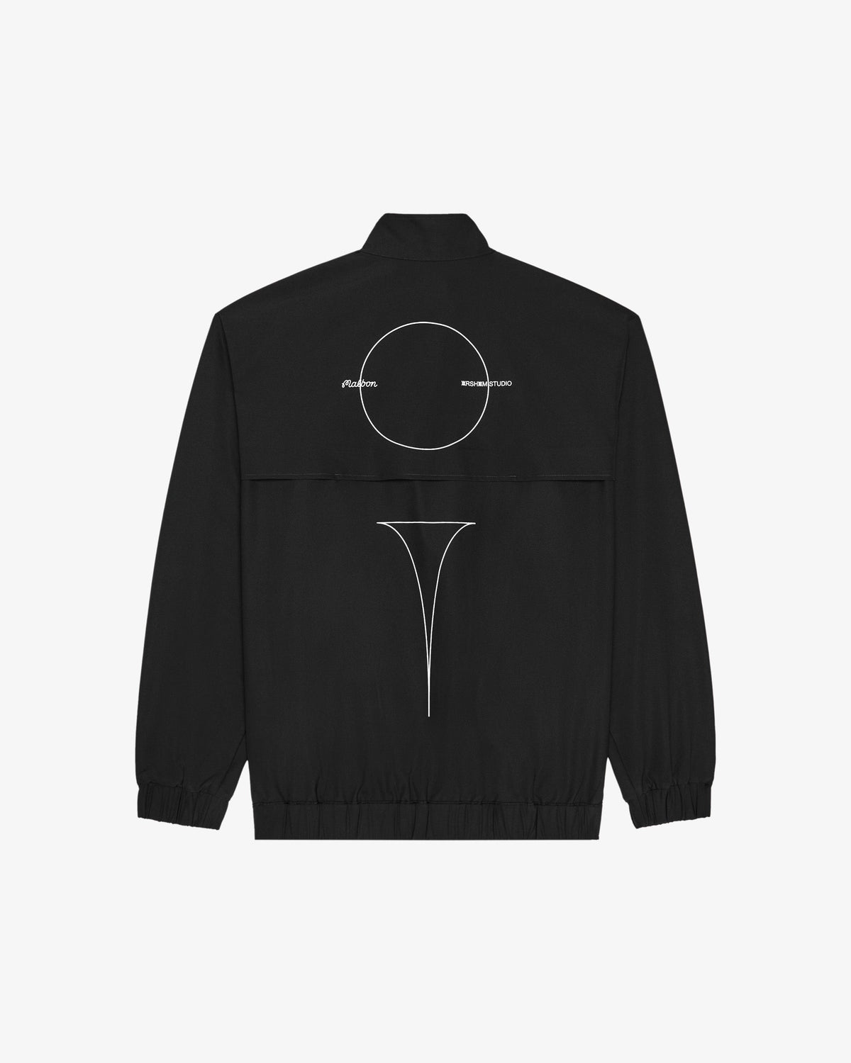 Malbon Golf x Daniel Arsham Stealth Quarter Zip – Black — product view, black quarter-zip golf midlayer, Gallery Streetwear Canada