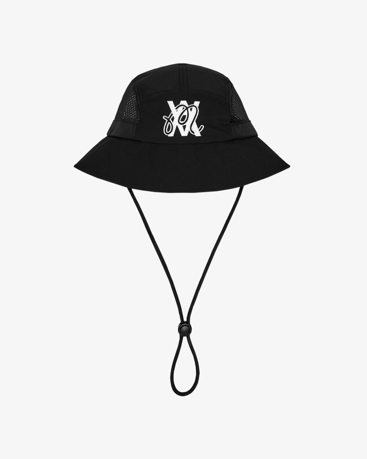 Malbon Golf x Daniel Arsham Stealth Bucket Hat – Black — front view, black bucket hat, Gallery Streetwear Canada