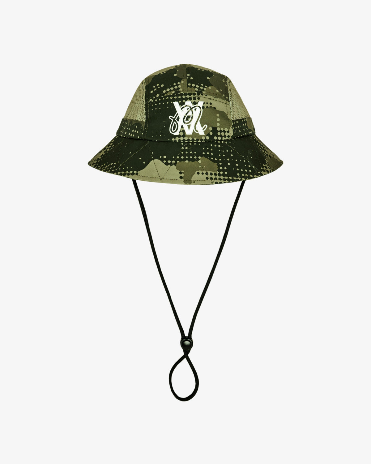 Malbon Golf x Daniel Arsham Stealth Bucket Hat – Olive Stealth Camo — front view, olive camo bucket hat, Gallery Streetwear Canada
