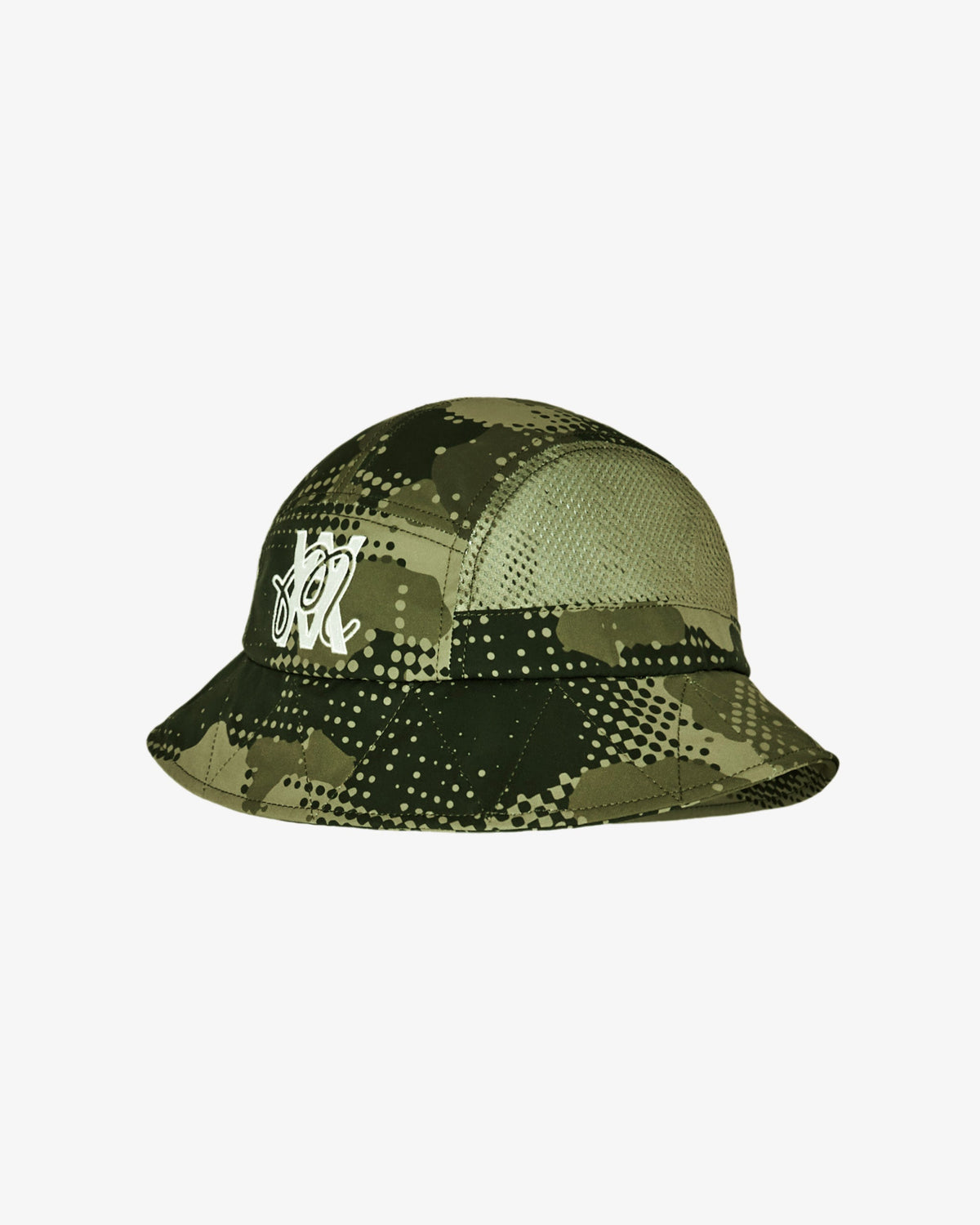 Malbon Golf x Daniel Arsham Stealth Bucket Hat – Olive Stealth Camo — product view, olive camo bucket hat, Gallery Streetwear Canada