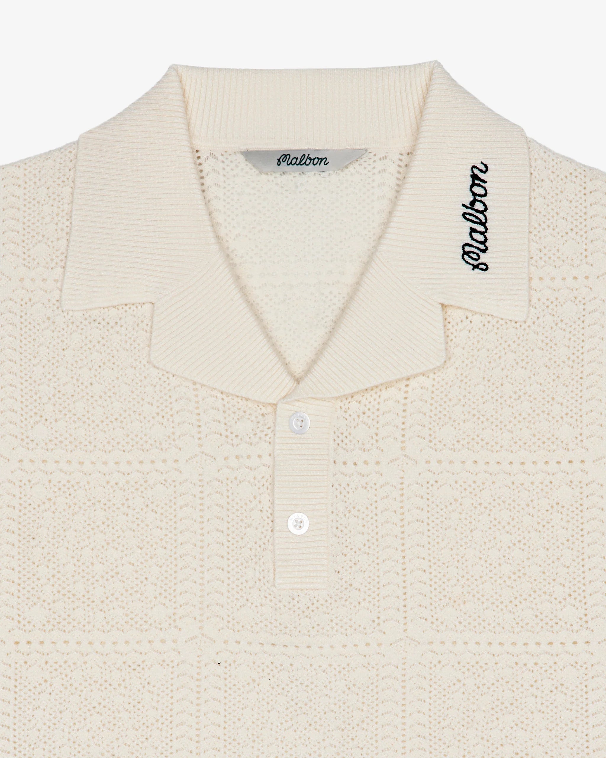 Malbon Golf Resort Crochet Polo Ivory Polo