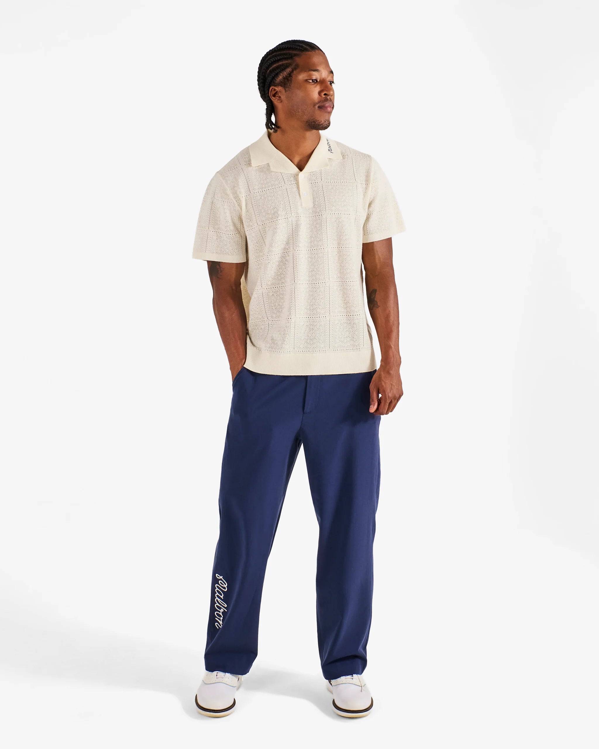 Malbon Golf Resort Crochet Polo Ivory Polo