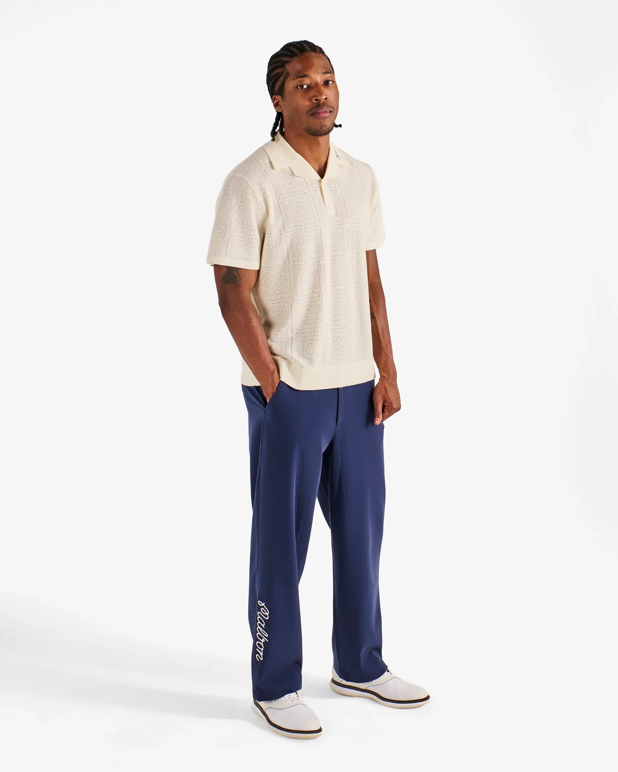 Malbon Golf Resort Crochet Polo Ivory Polo