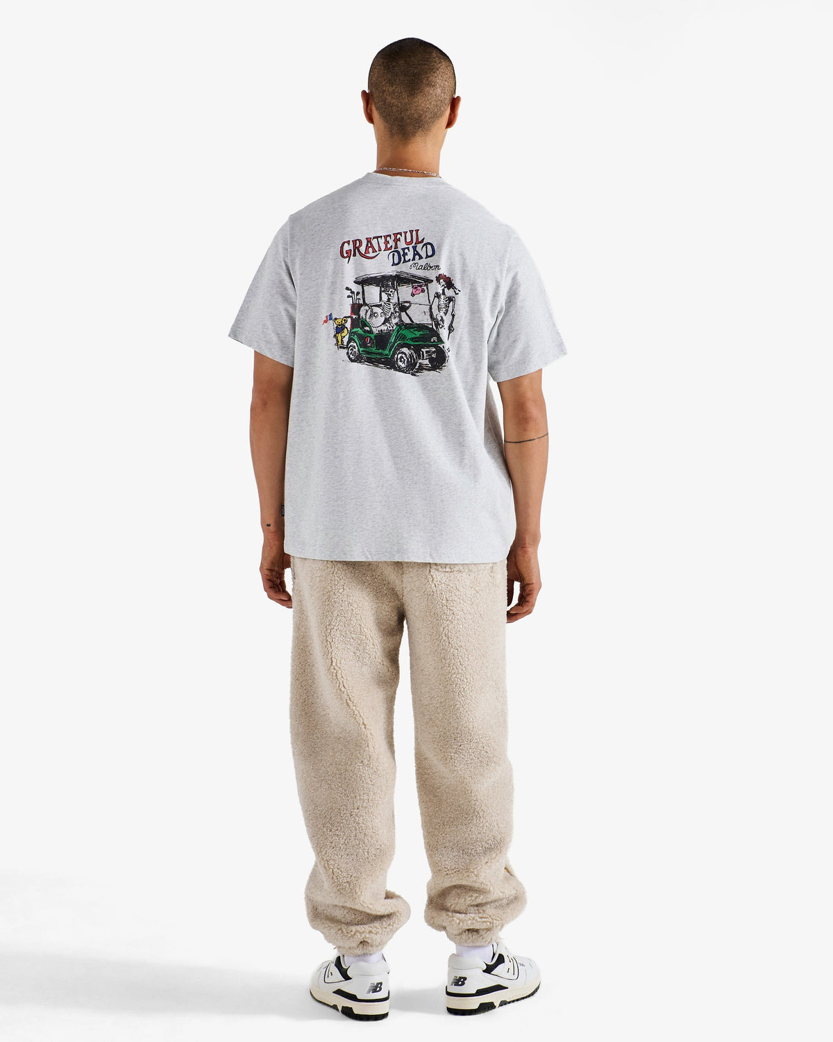 Malbon x Grateful Dead Bermuda Riders Tee ash heather detail
