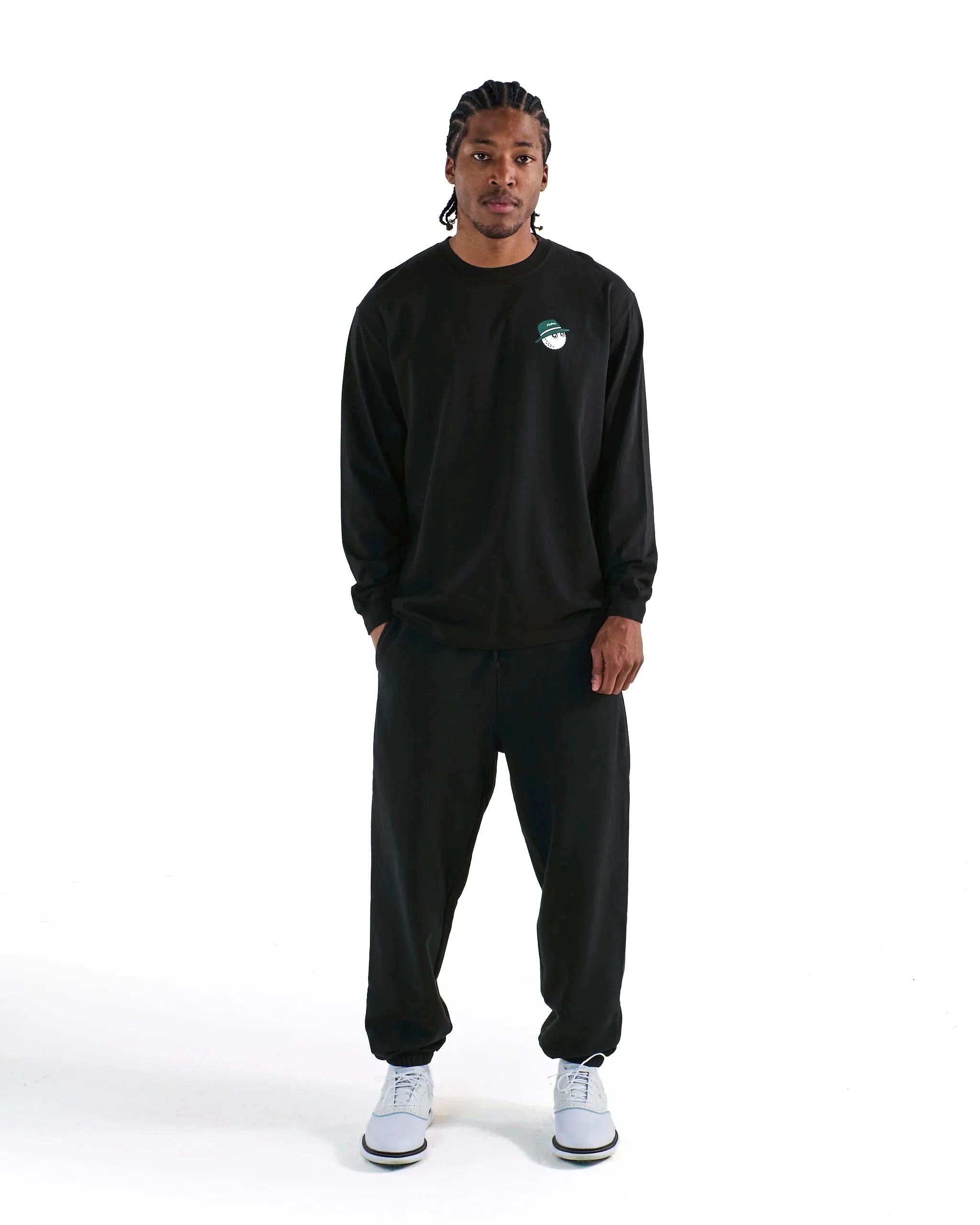 Malbon Golf Gorse Cooper L/S Tee - Black on model at Gallery Streetwear Kelowna BBC Canada