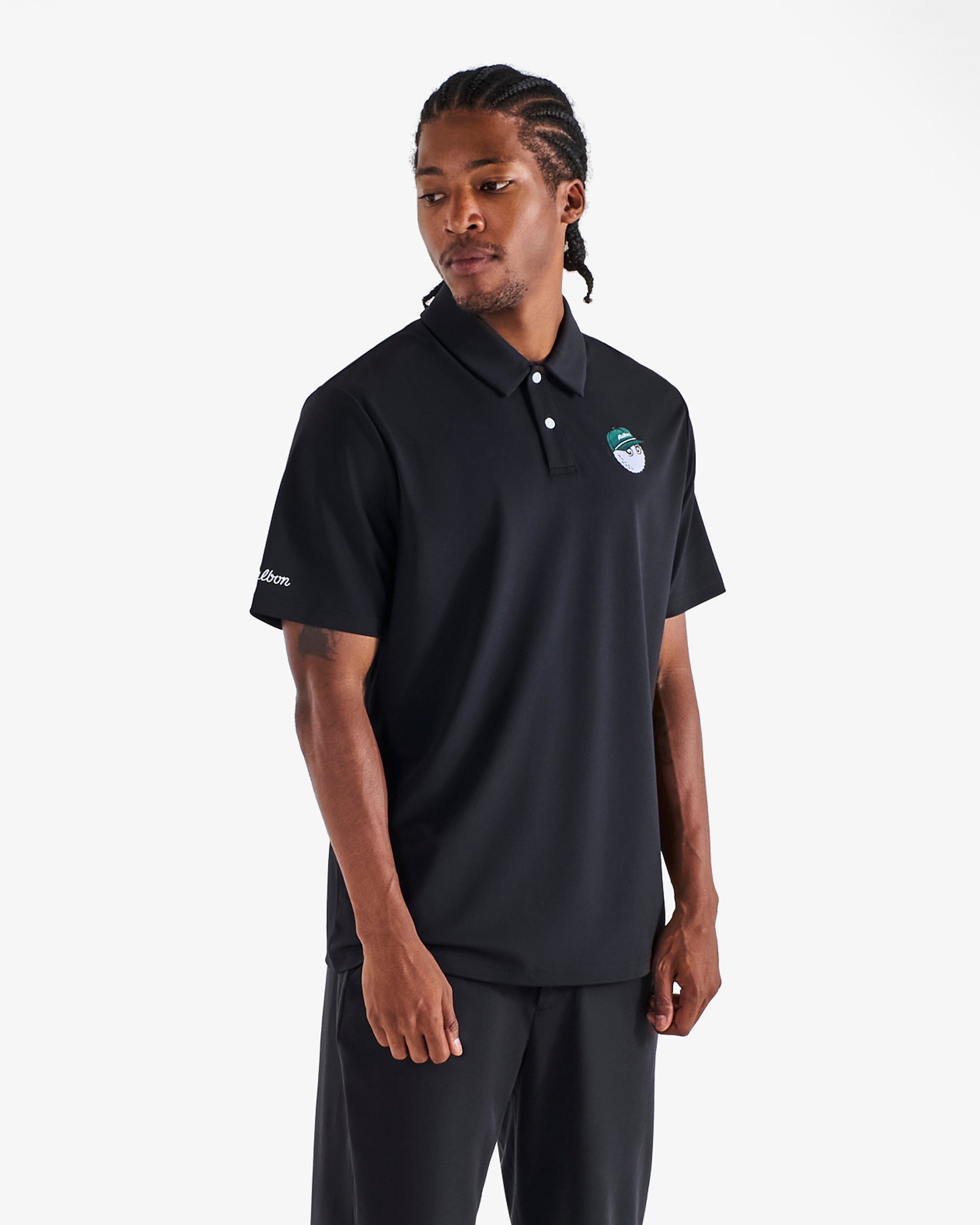 Malbon Golf Fairway Baldwin Polo black – on-model detail