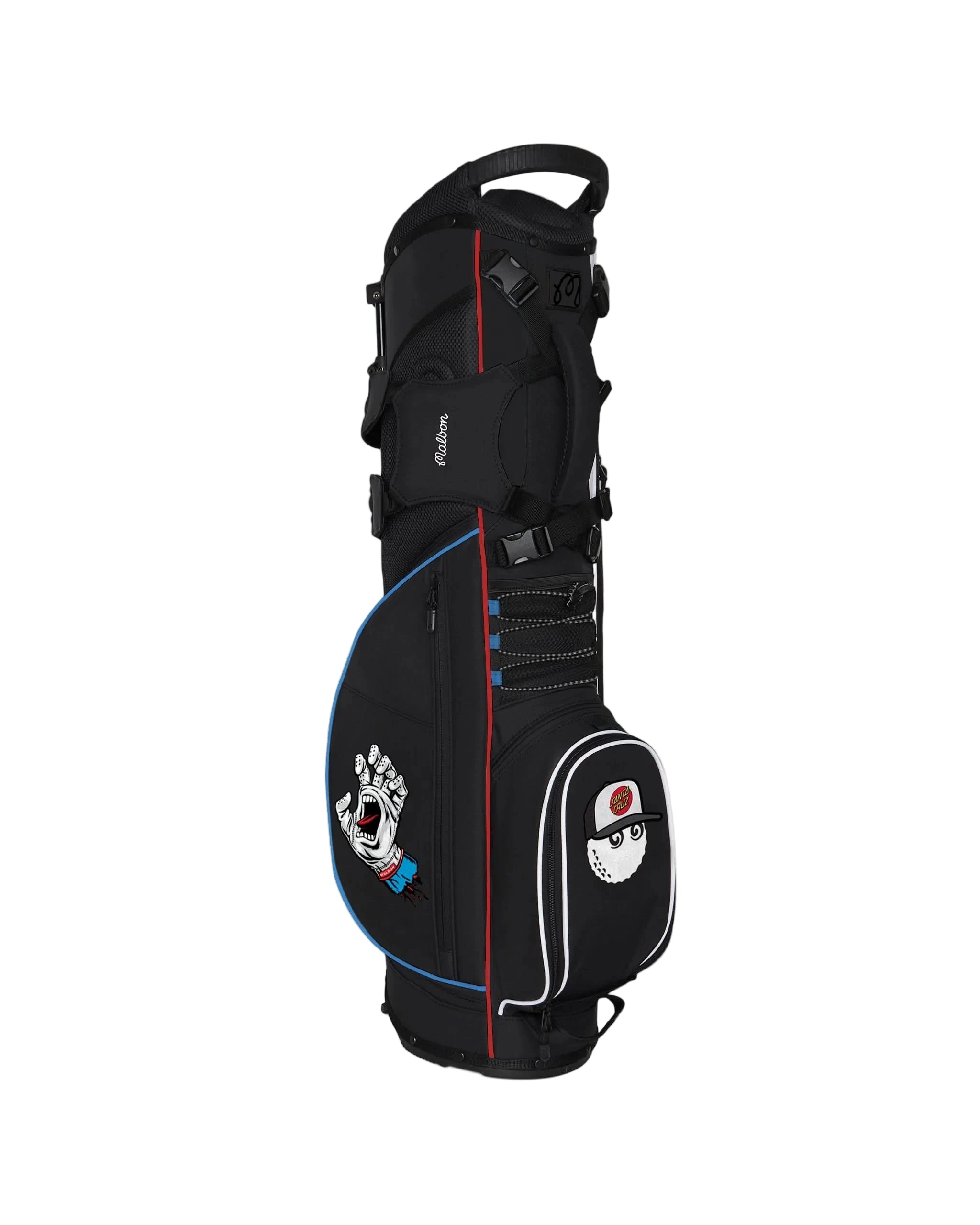 Malbon Golf x Santa Cruz Performance Golf Stand Bag available exclusively at Gallery Streetwear, Canada's best store to find fashion drops like Malbon Golf