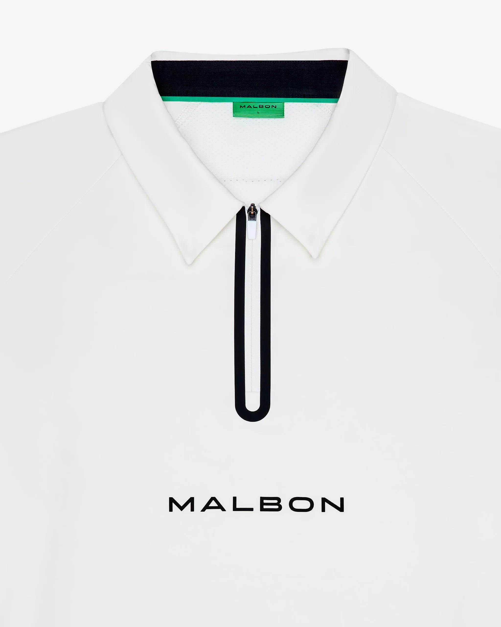 Malbon Golf Performance Zip Raglan Polo White