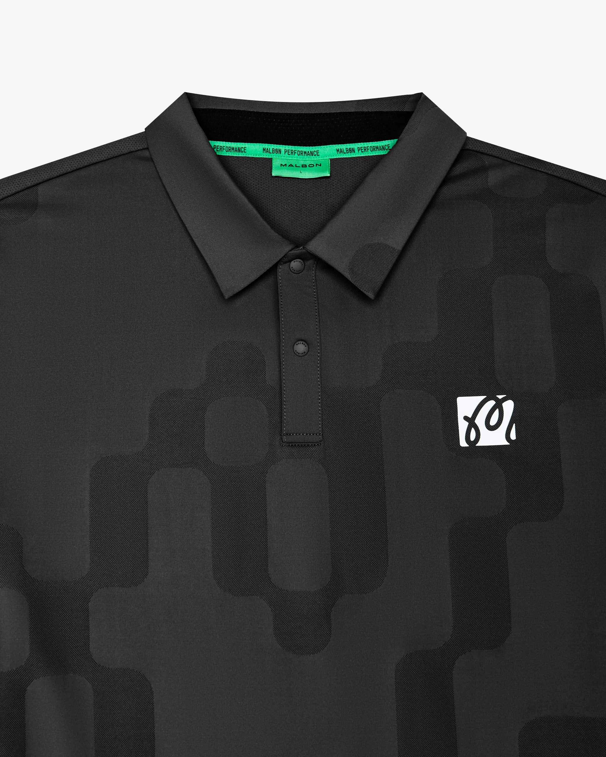 Malbon Golf Performance Mesh Paneled Polo Black
