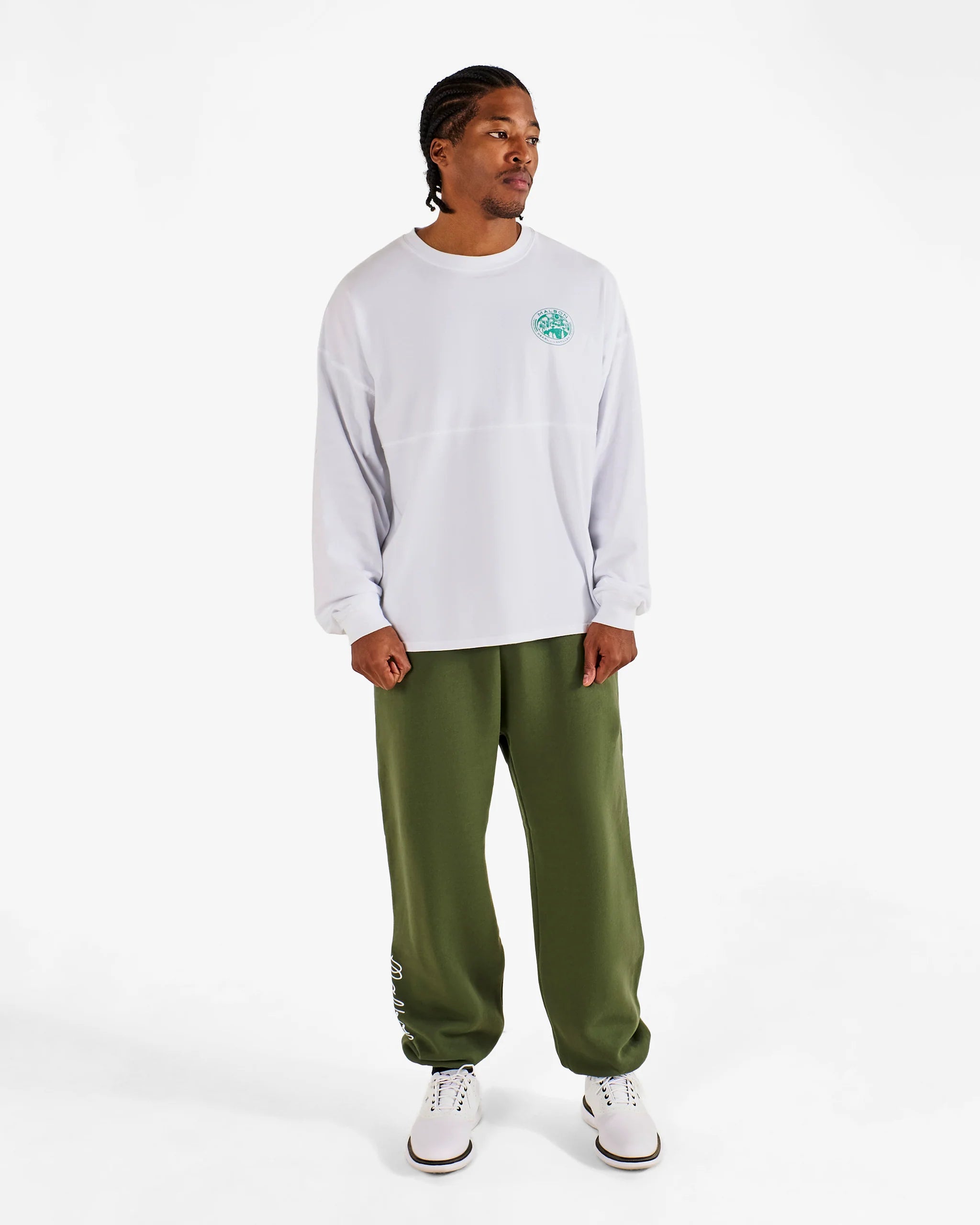 Malbon Golf Horizon L/S Tee White