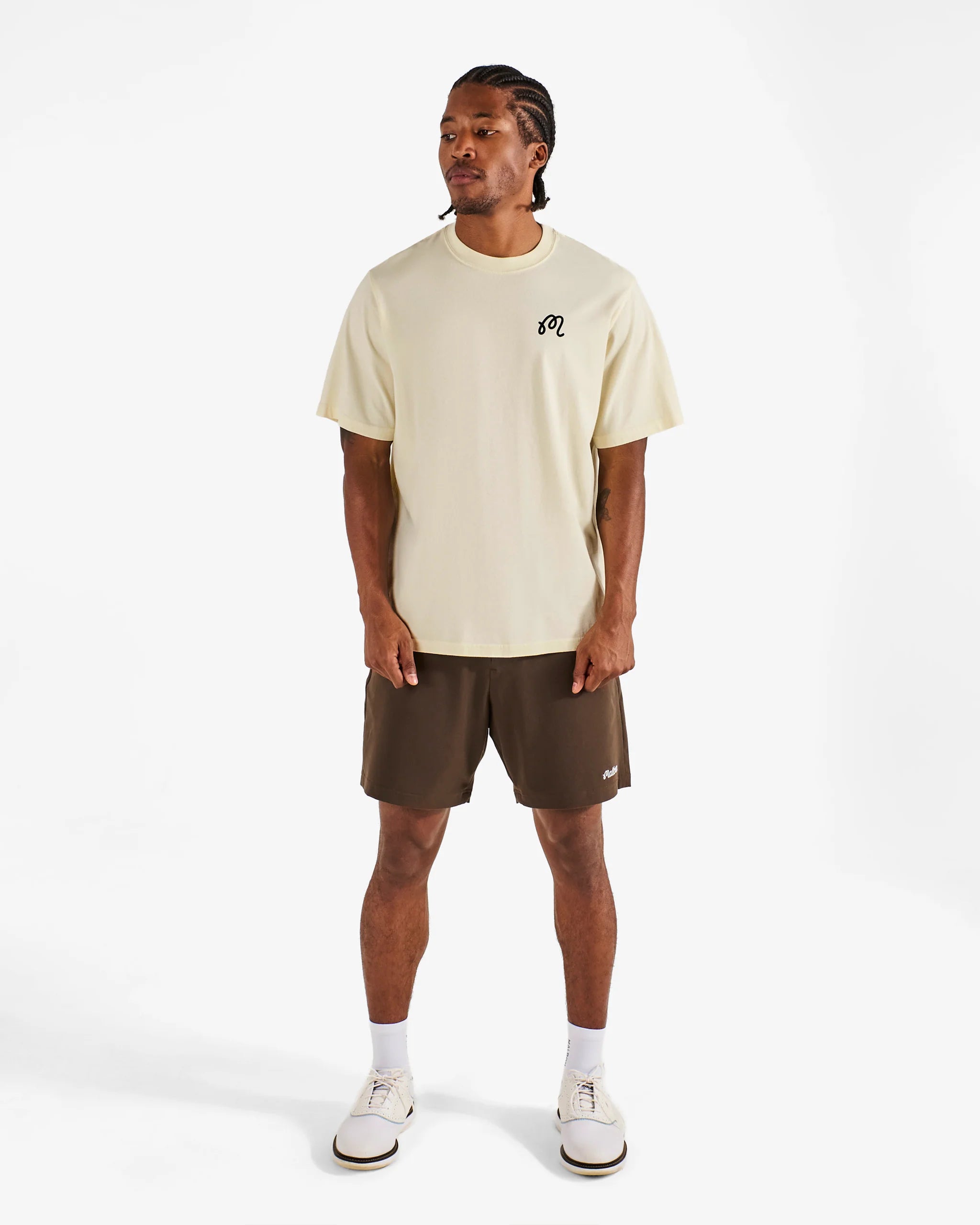 Malbon Golf Bermuda Origin Tee Cream