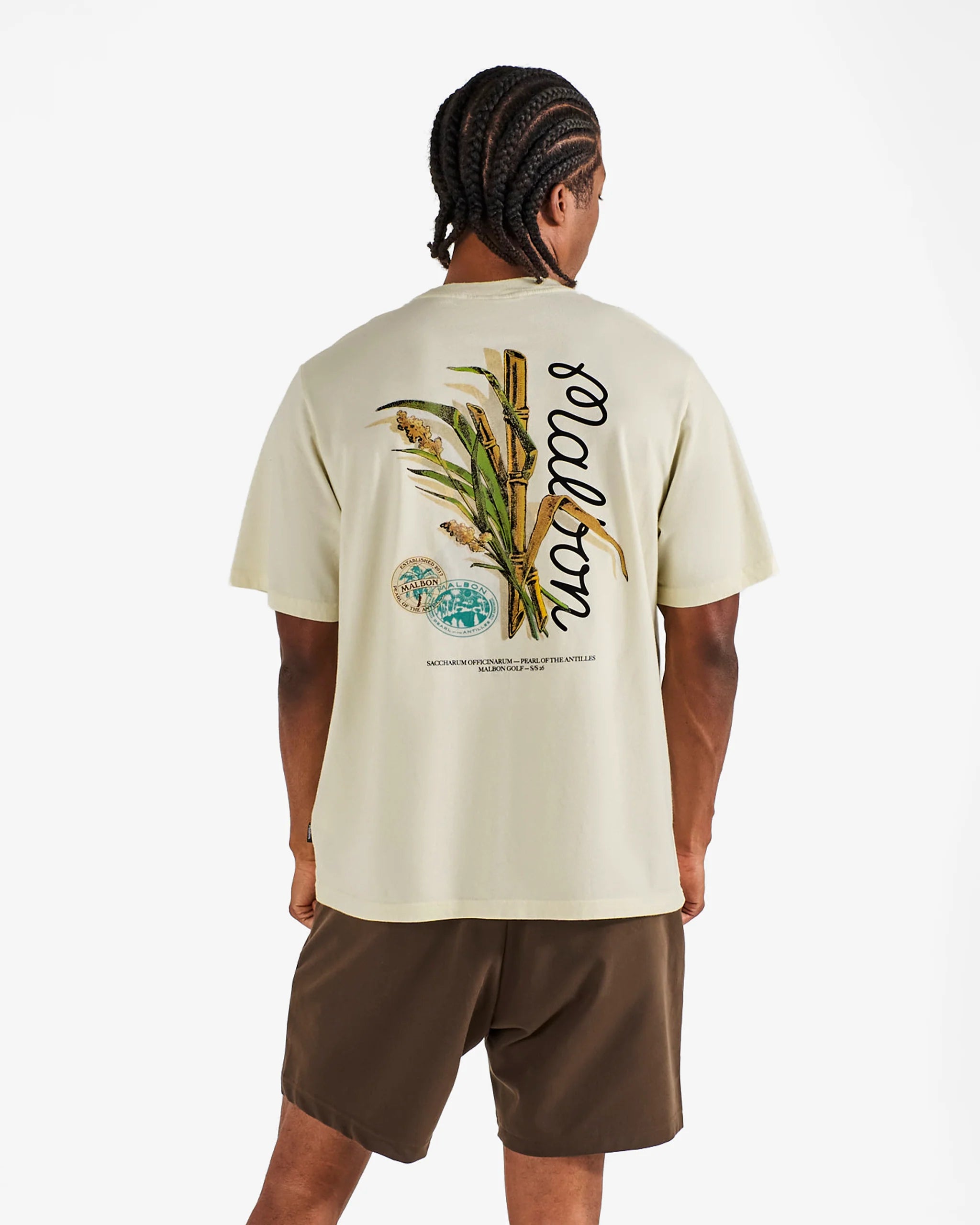 Malbon Golf Bermuda Origin Tee Cream