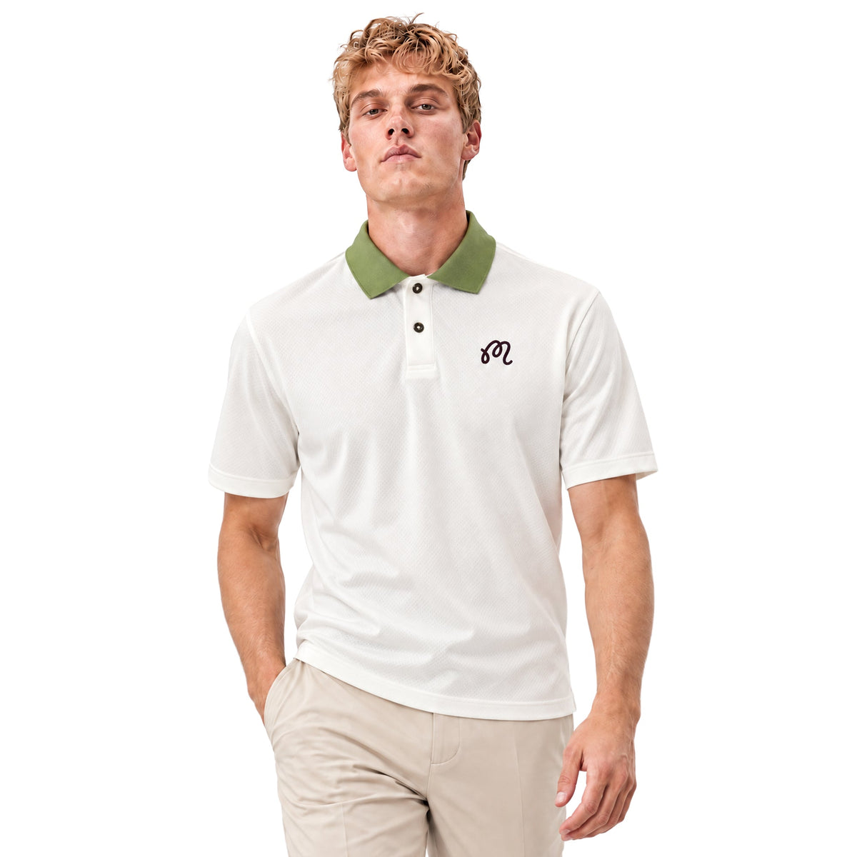 Malbon Golf Fairway Hex Polo in Ivory — product view, Gallery Streetwear Canada