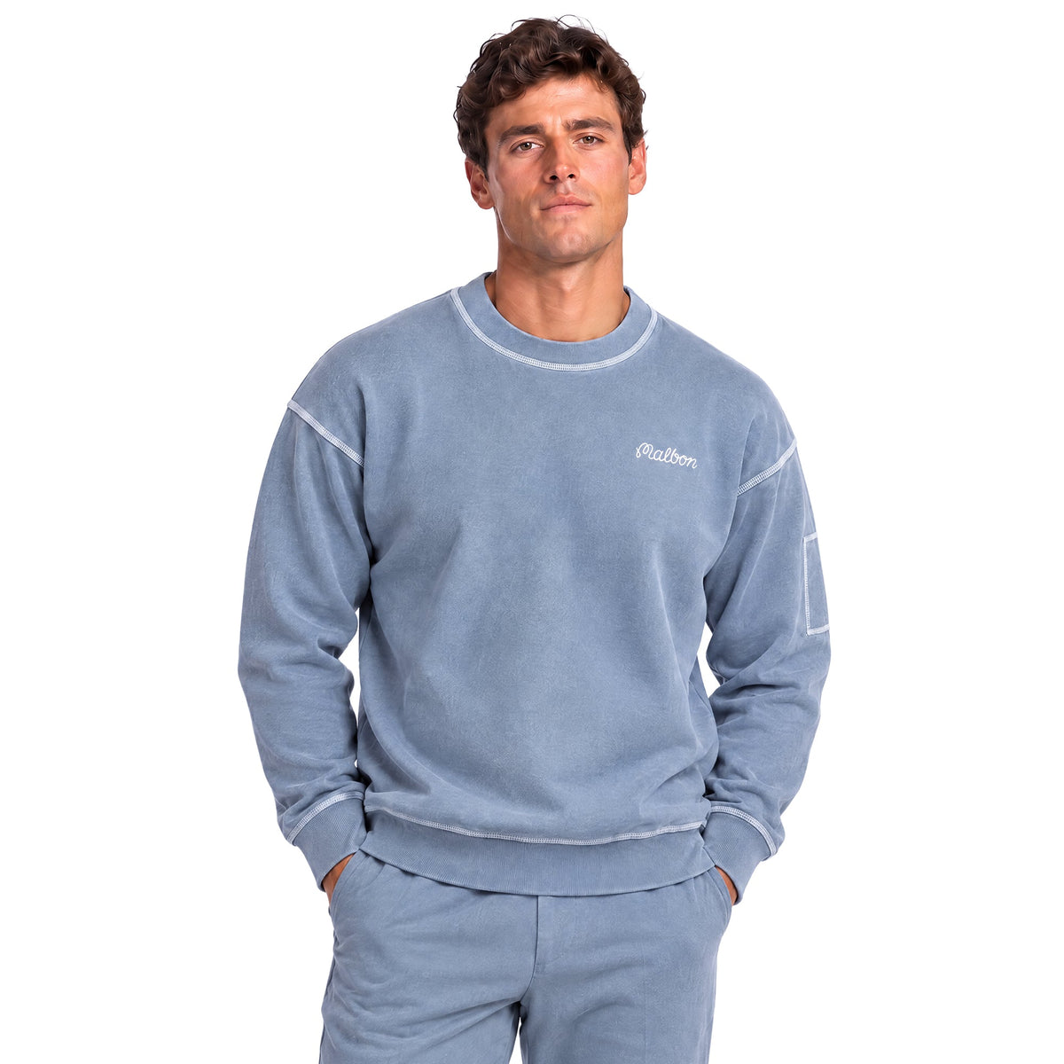 Malbon Golf Range Fragment Sweatshirt in Slate — product view, Gallery Streetwear Canada