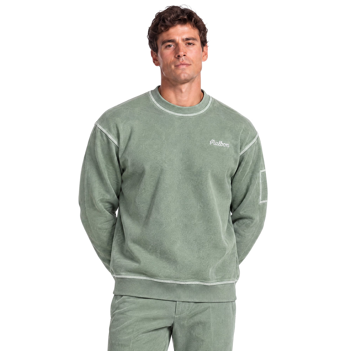 Malbon Golf Range Fragment Sweatshirt in Vintage Olive — product view, Gallery Streetwear Canada