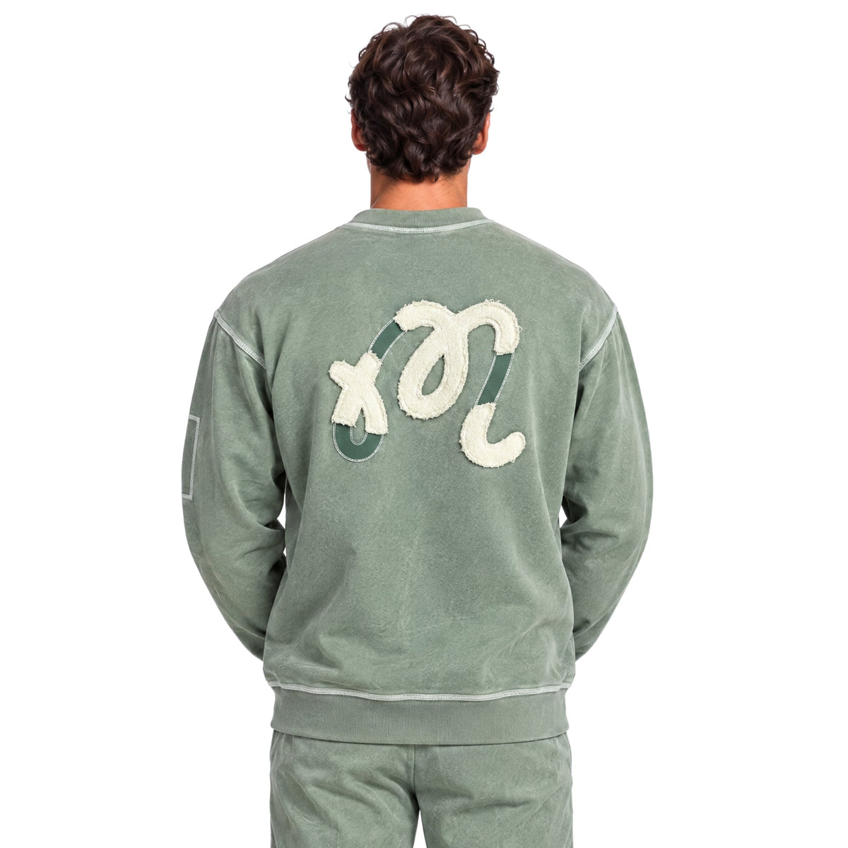 Malbon Golf Range Fragment Sweatshirt in Vintage Olive — alternate product view, Gallery Streetwear Canada