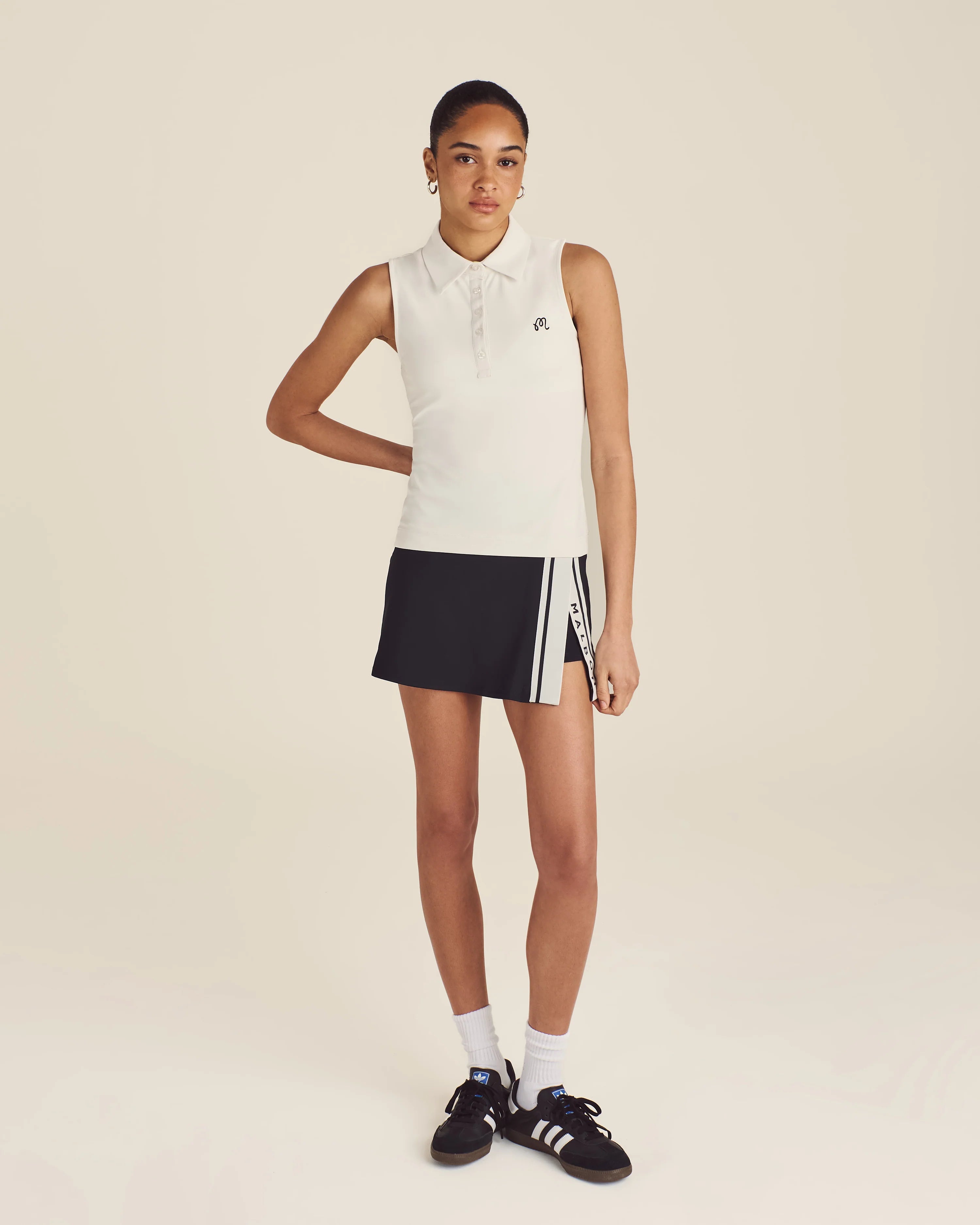 Malbon Golf Claudia Sleeveless Polo White