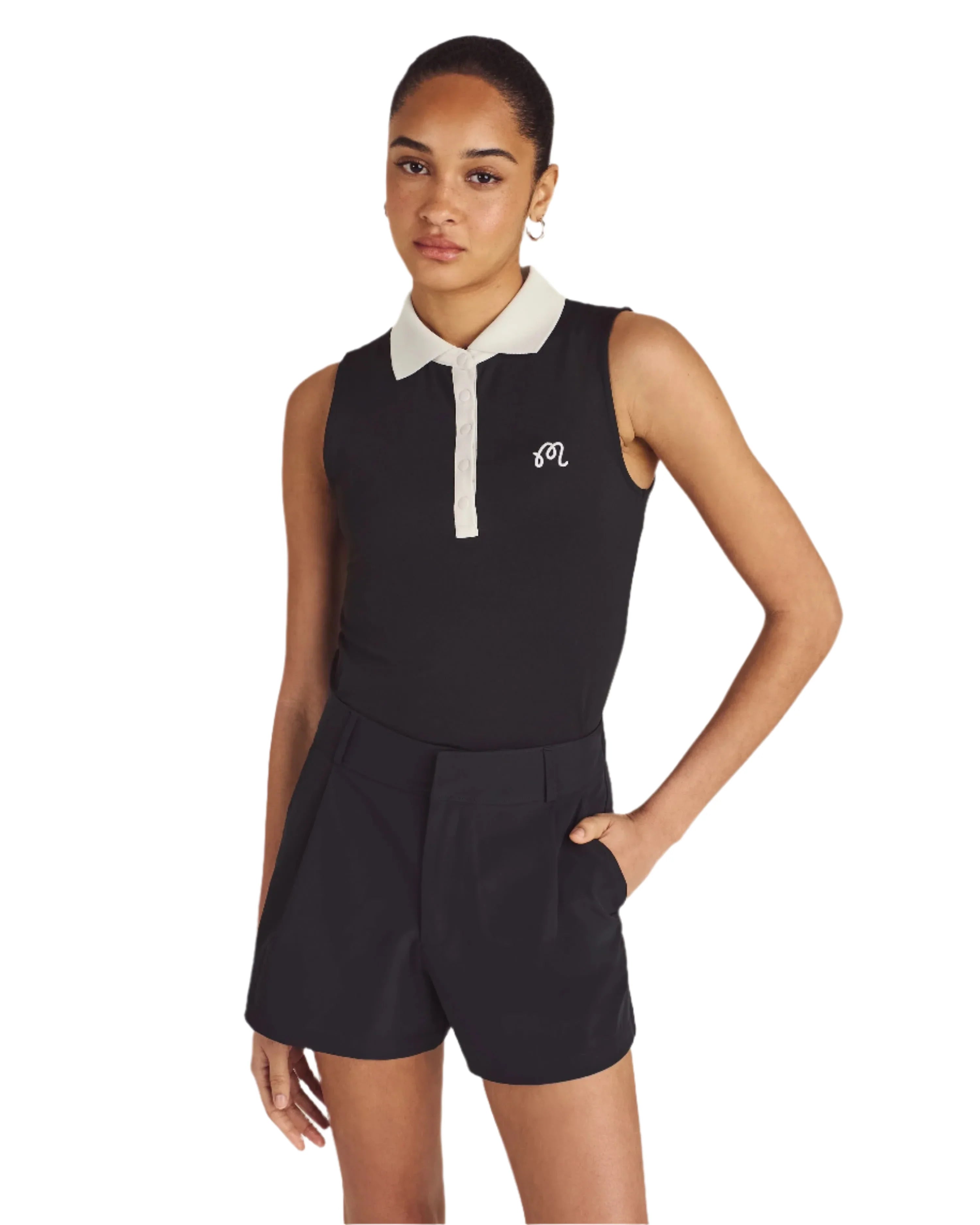 Malbon Claudia Sleeveless Polo Black — front
