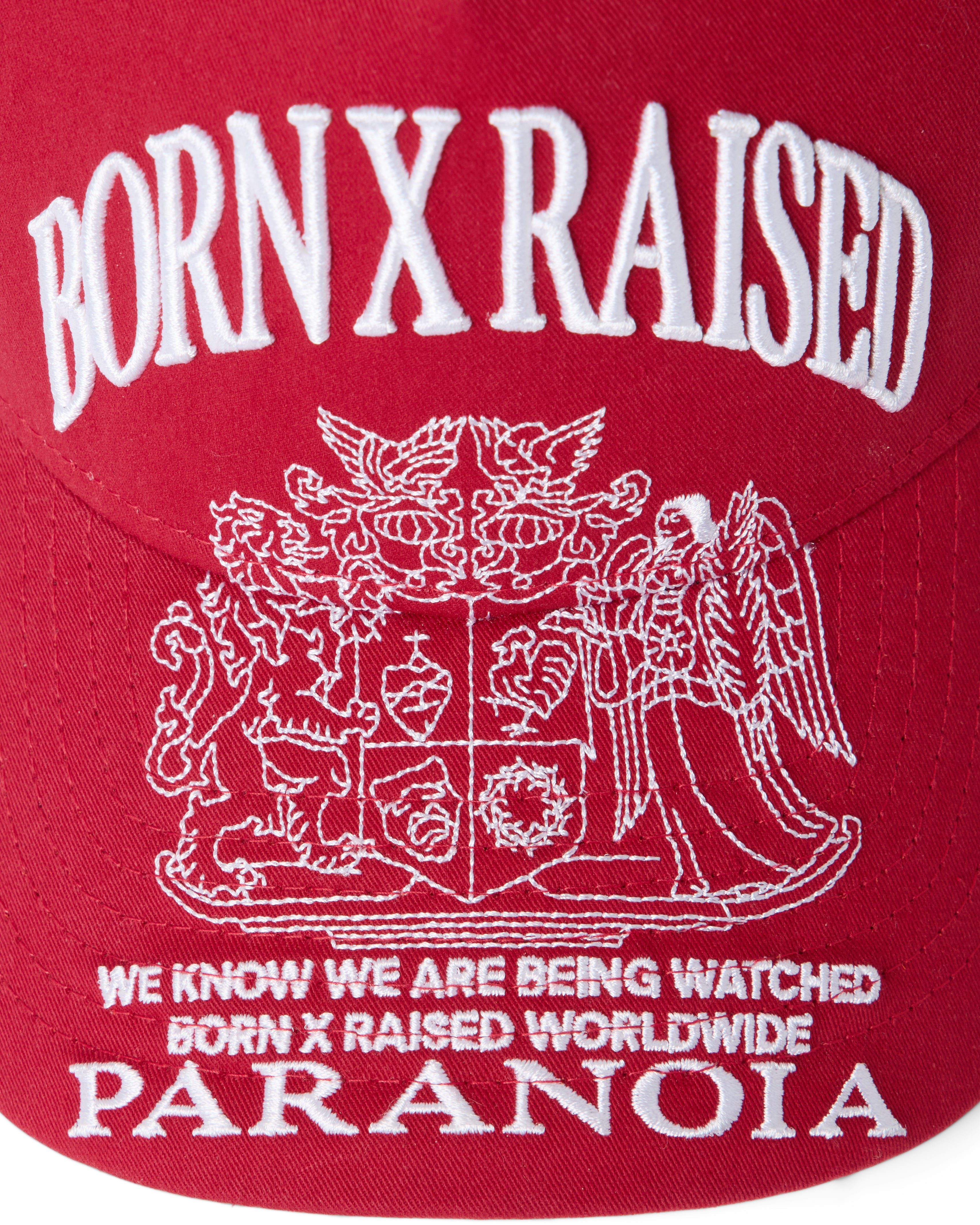 Born X Raised Paranoia Crest Snapback - Cardinal - detail