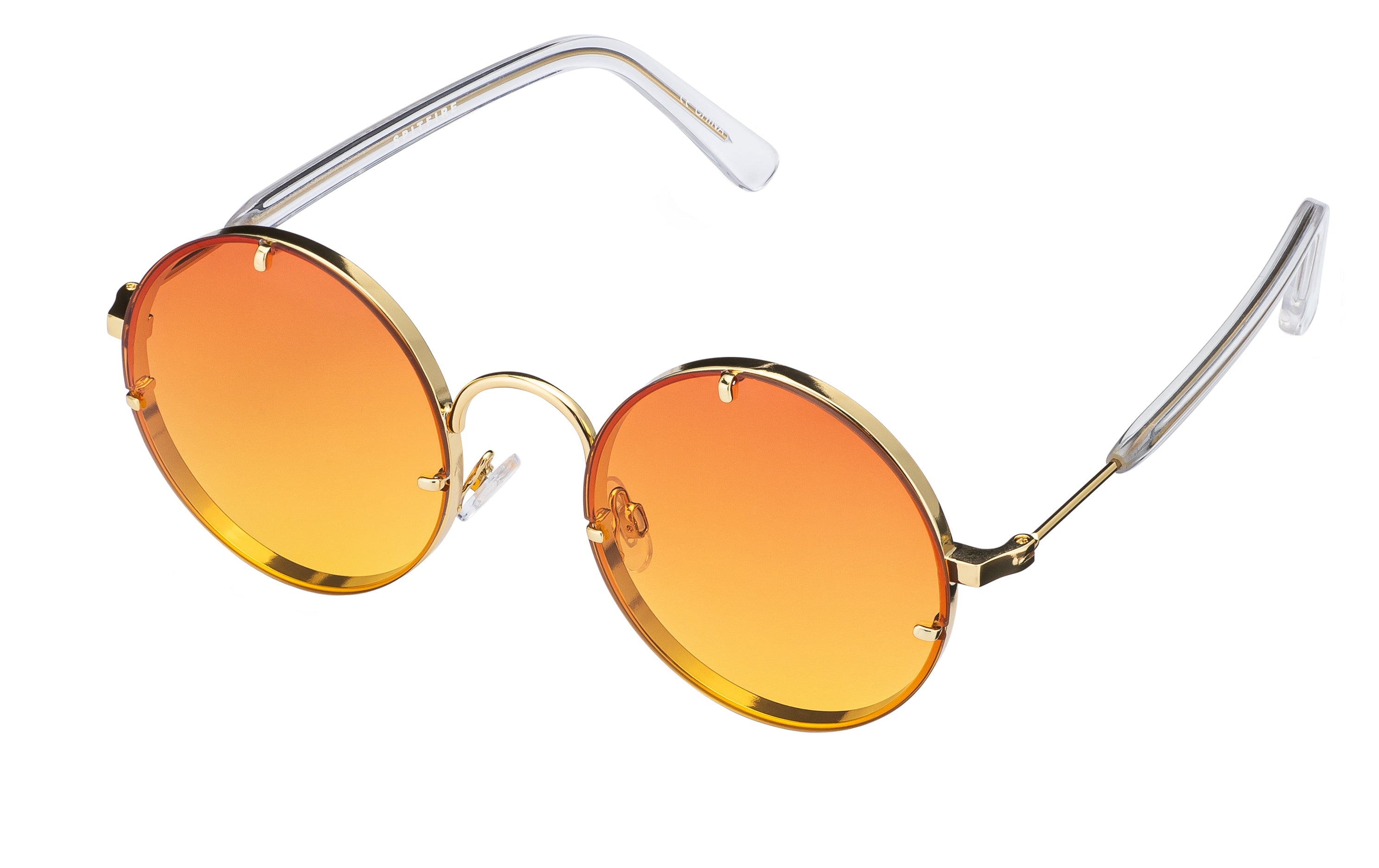 Spitfire Penelope gold/tangerine sunglasses, side profile with acetate-tipped arms