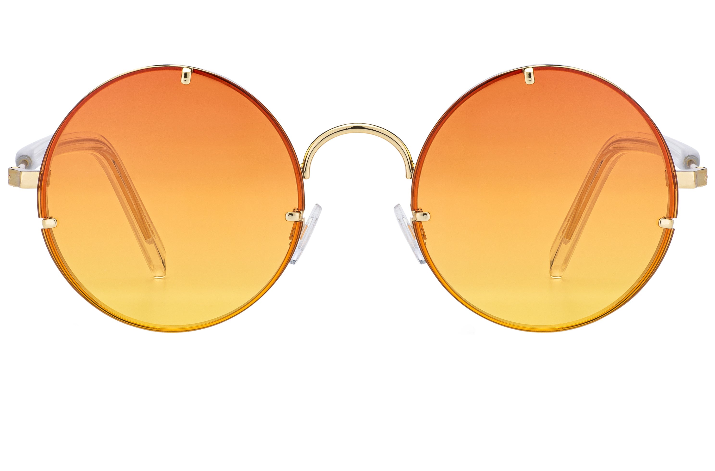 Spitfire Penelope sunglasses in gold metal with tangerine lenses, front view