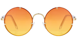 Spitfire Penelope sunglasses in gold metal with tangerine lenses, front view