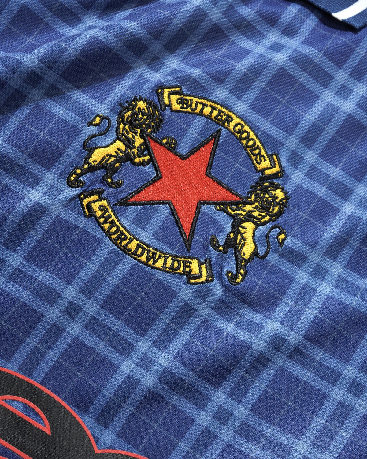 Butter Goods x Umbro Plaid Jersey Navy / Slate — product shot