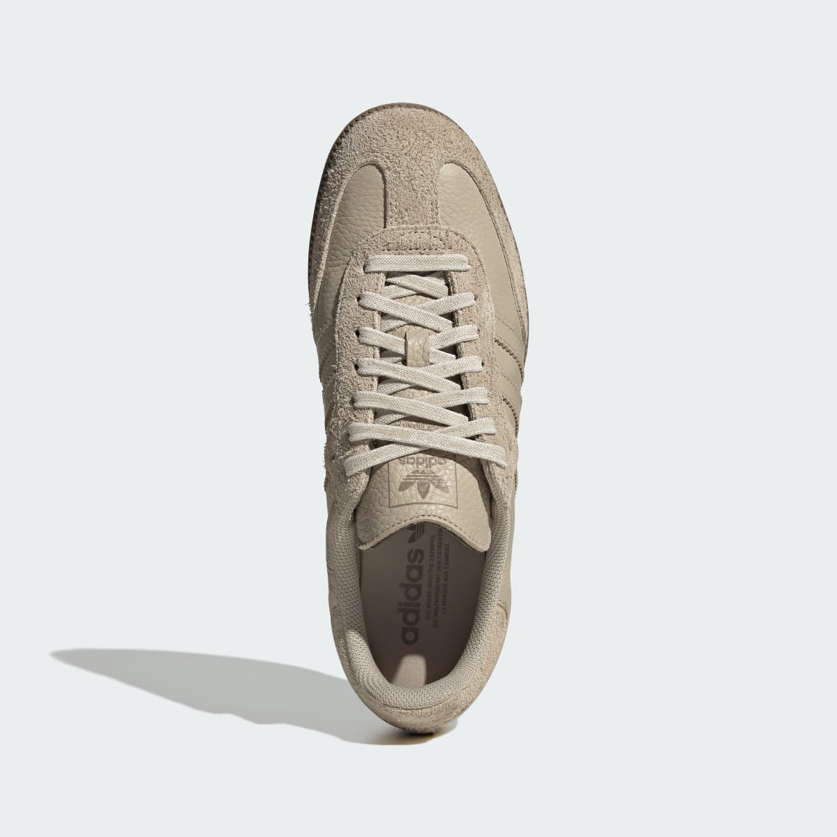 Adidas Samba OG Khaki Three top-down view showing tonal khaki suede upper
