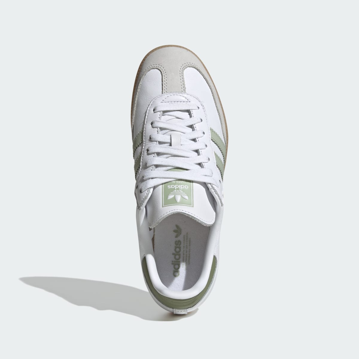 Adidas Women's Samba OG Cloud White Halo Green top-down view