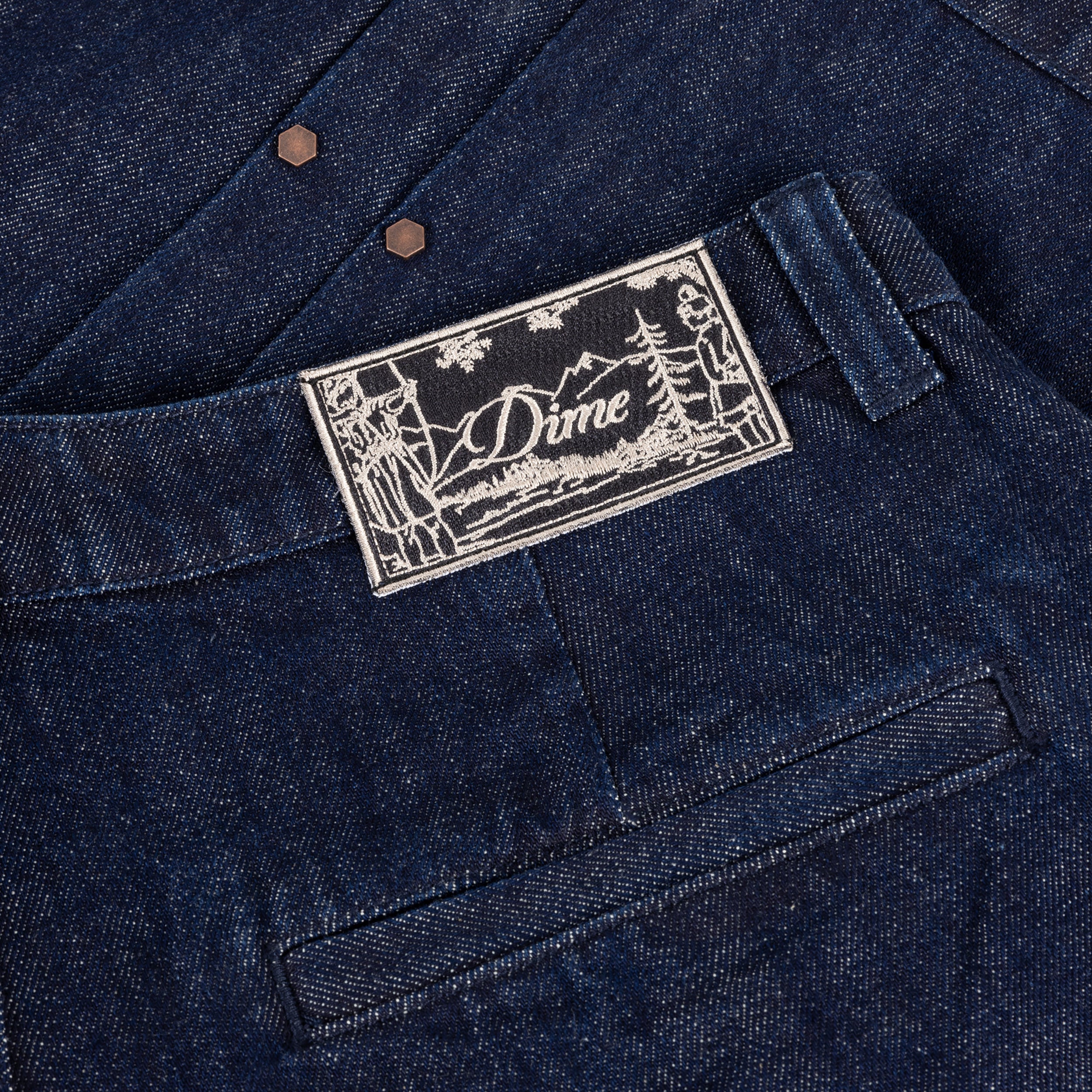 Dime MTL Pleated Baggy Denim Shorts Indigo — detail