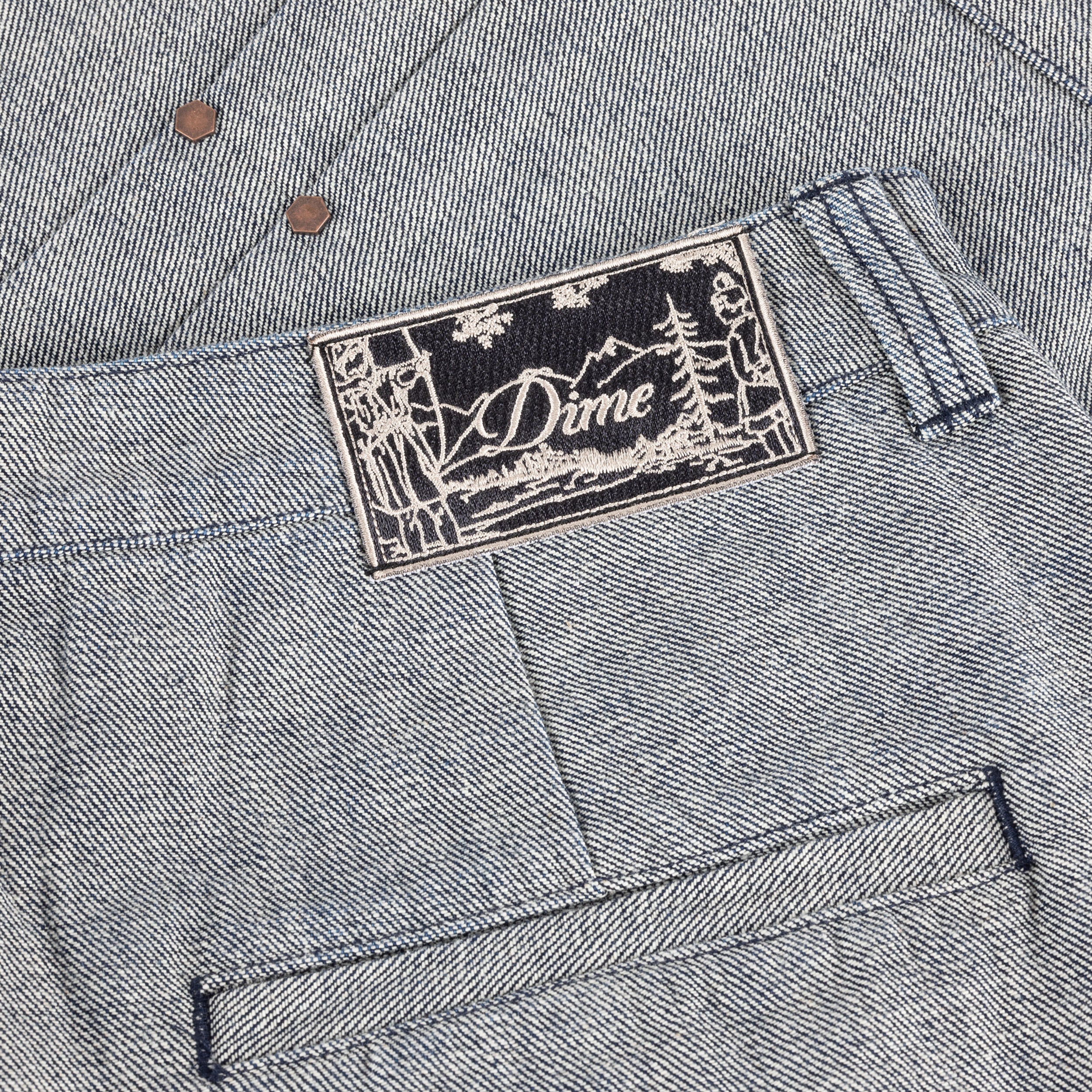 Dime MTL Pleated Baggy Denim Shorts Reversed Indigo — detail