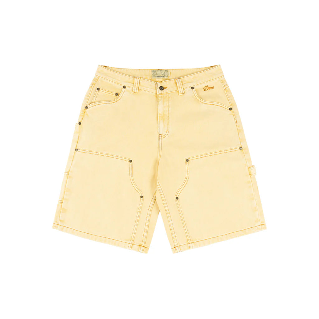 Dime MTL | Carpenter Denim Shorts Lemon - front
