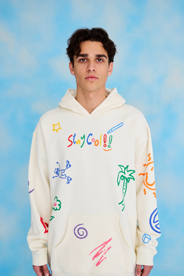 STAY COOL NYC SCRIBBLE HOODIE-BONE - Gallery Streetwear