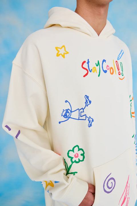 STAY COOL NYC SCRIBBLE HOODIE-BONE - Gallery Streetwear