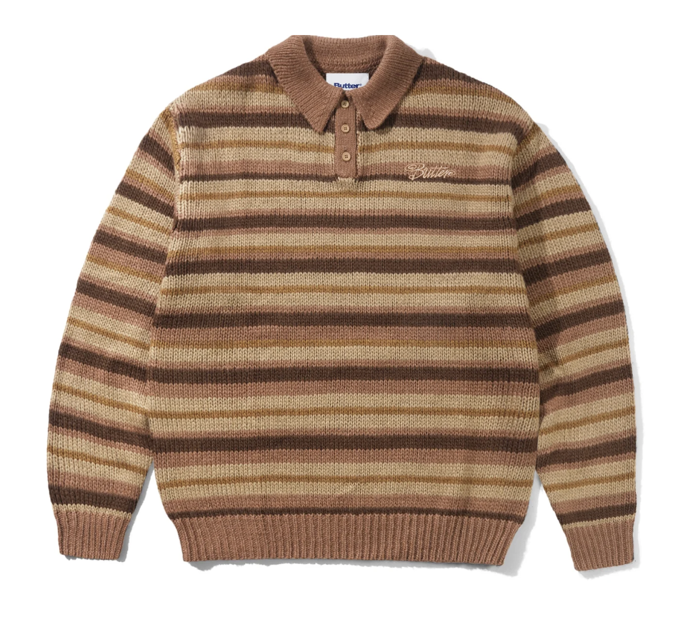 Butter Goods Ombre Stripe Knit Sweater - Chocolate