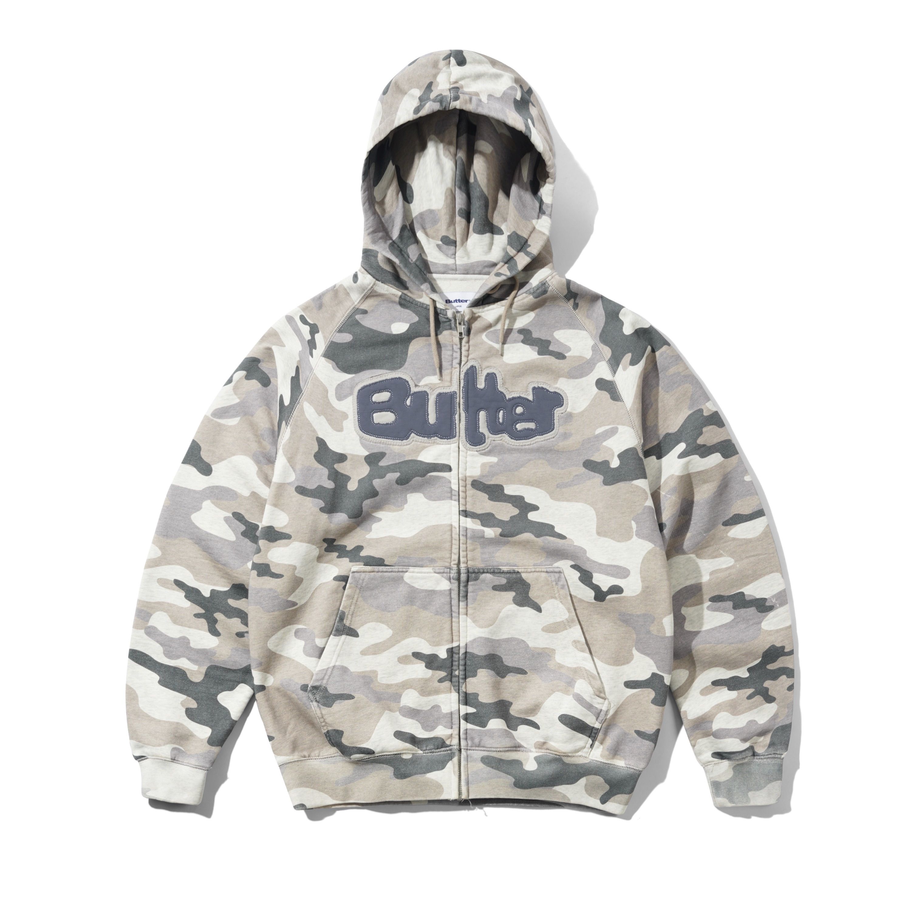 Butter Goods Stretch Zip-Thru Hood – Snow Camo