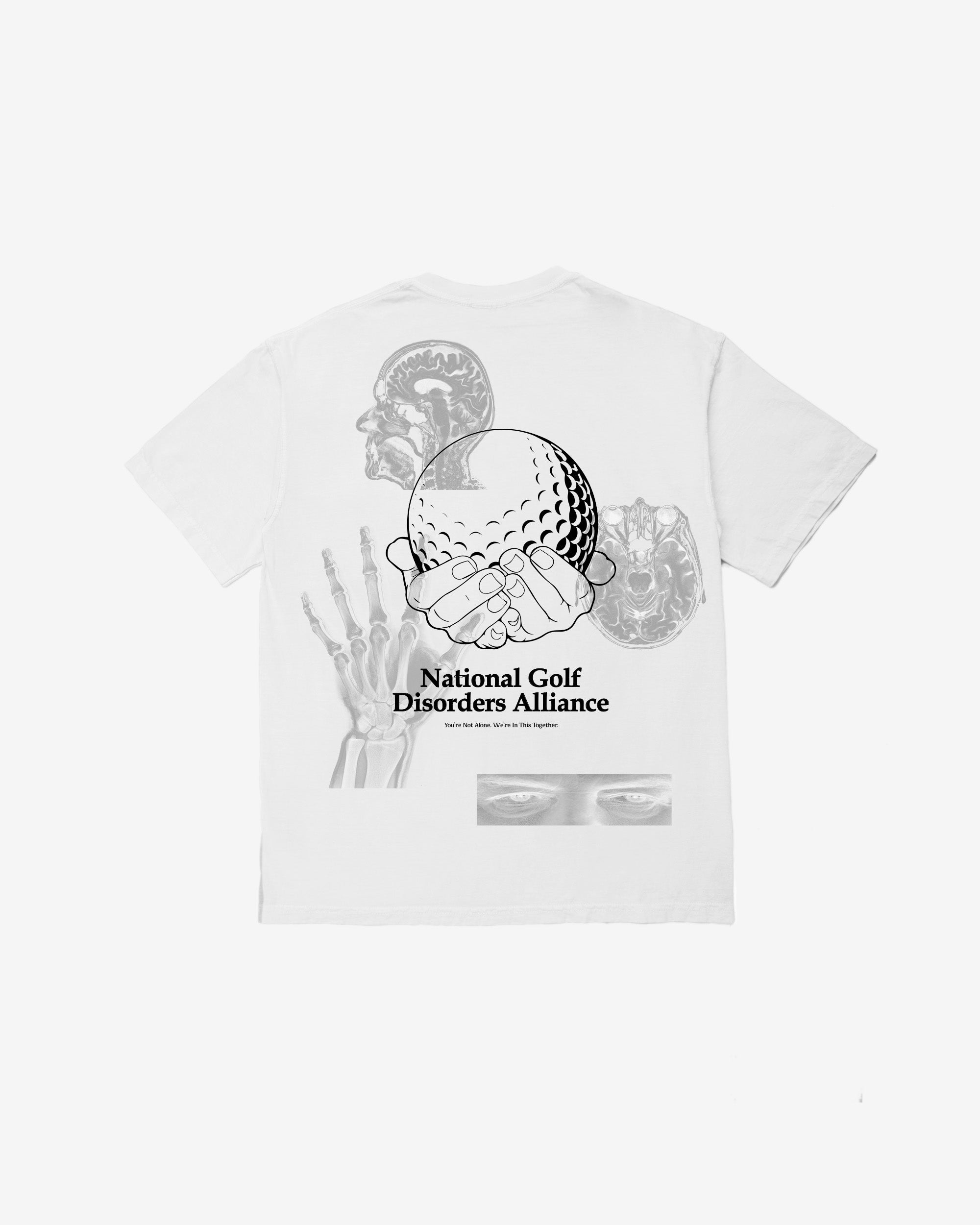 Students Golf National Golf Disorders white t-shirt back print, National Golf Disorders Alliance graphic