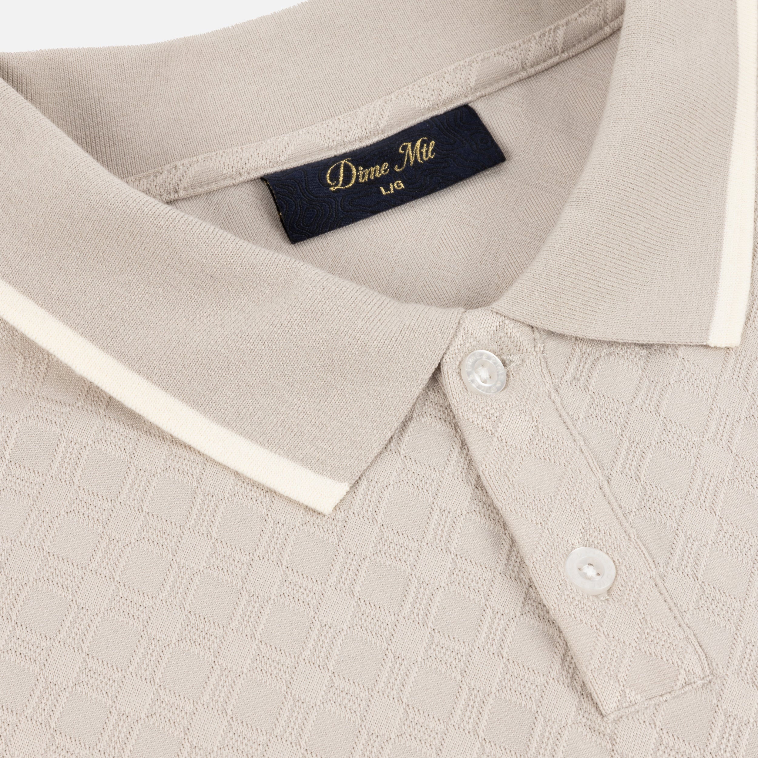 Dime MTL Jacquard LS Polo Beige — detail